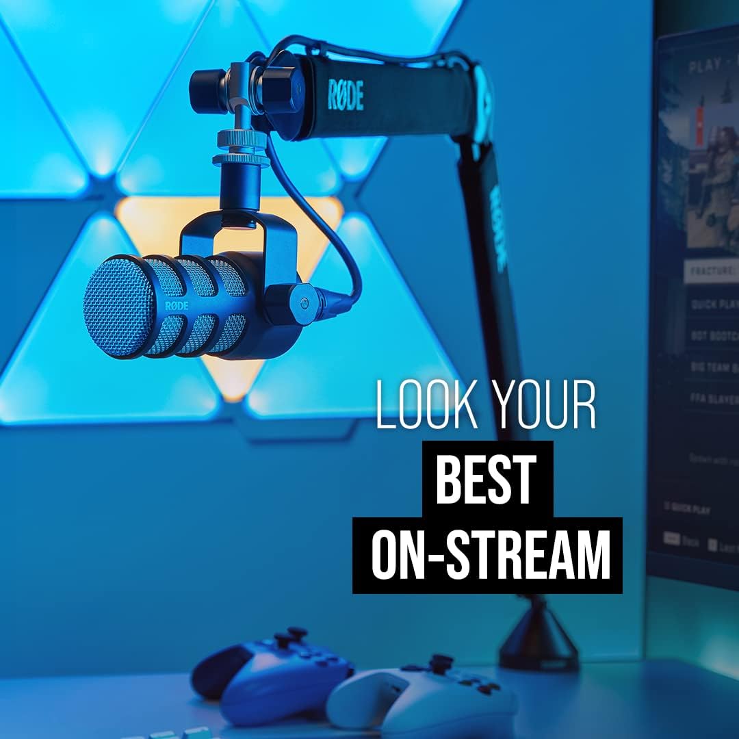 RØDE PodMic Cardioid Dynamic Broadcast Microphone with Integrated Swing Mount for Podcasting, Streaming, Gaming, and Voice Recording, Black