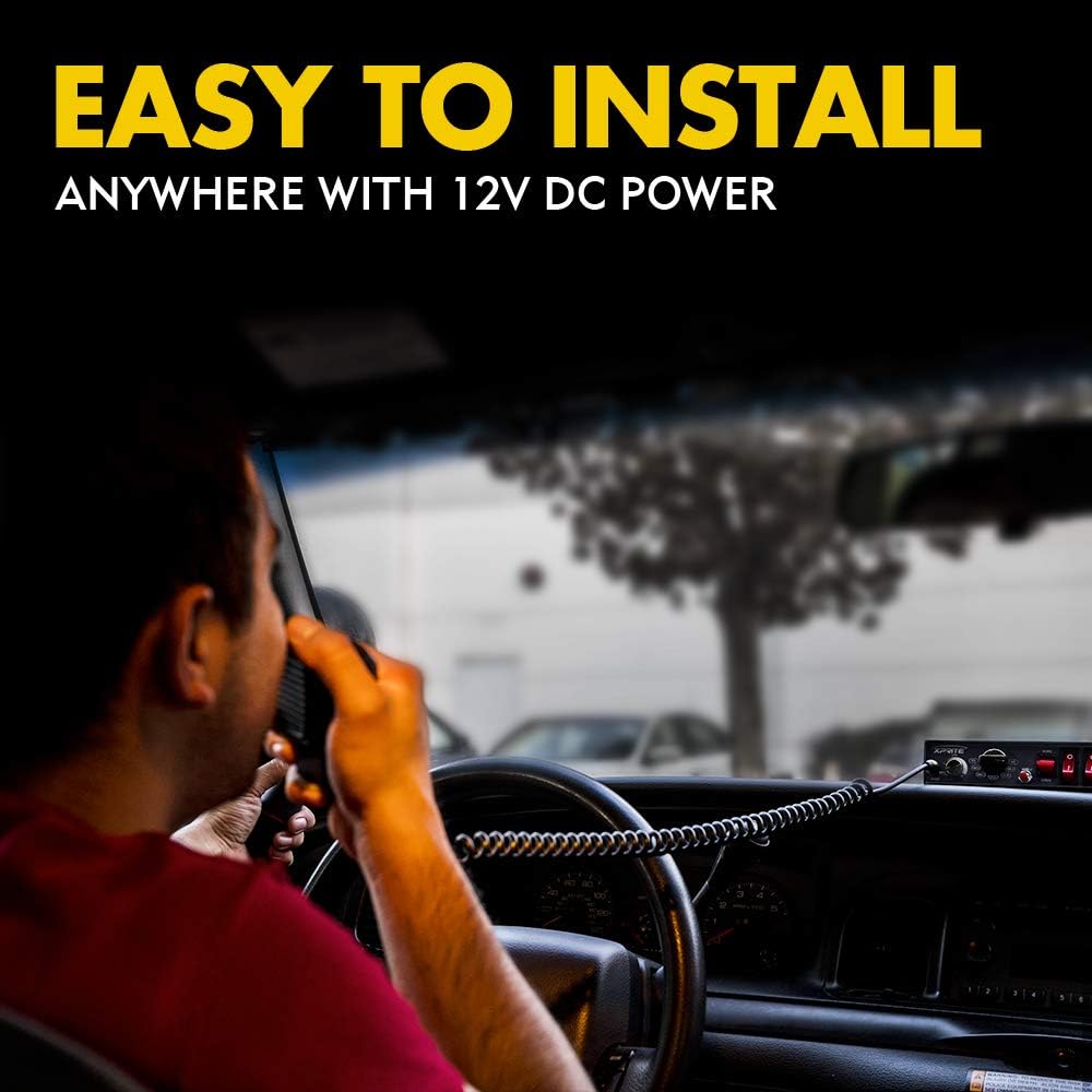 Xprite 8 Tones 200 Watt Emergency Warning Siren Extra Slim Speaker PA System Kit w/Handheld Microphone & 2 Lights Control Switches