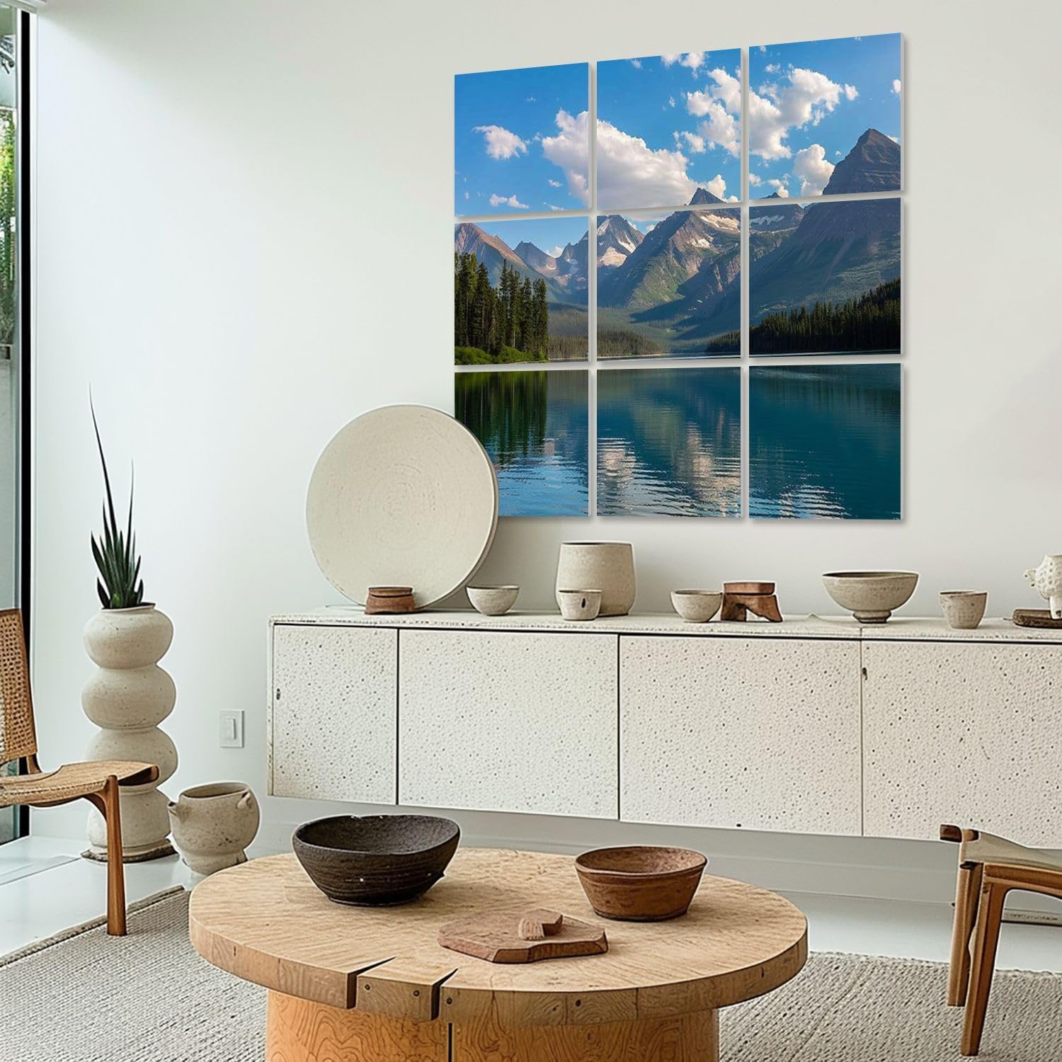 Art Acoustic Panels Self Adhesive Scenic view Glacier National Park 9 Packs Decorative Soundproof Wall Panels Large Sound Absorbing Panels for Home Office 60