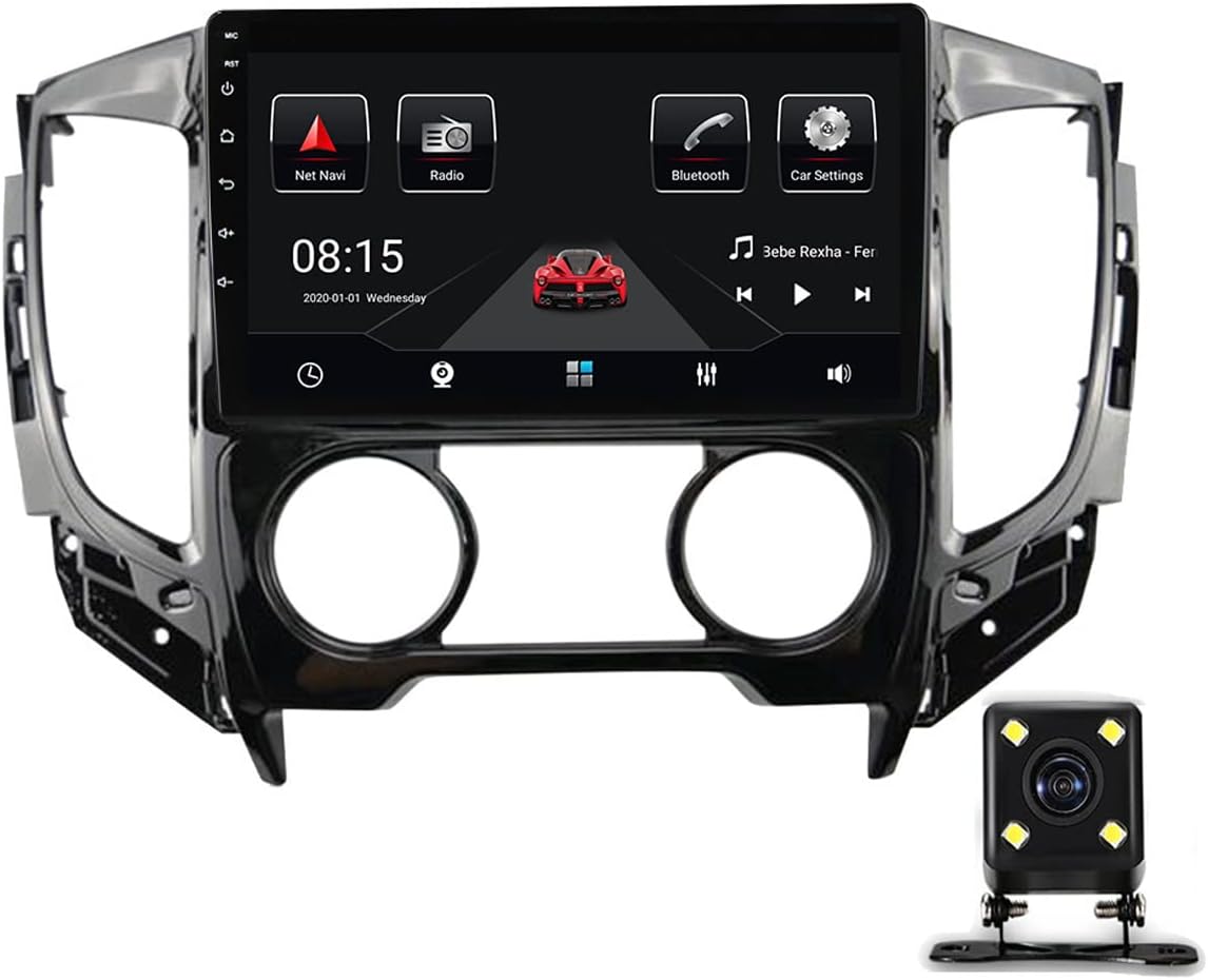 9 Inch Digital Media Touch Screen Double Din Car Stereo for Mitsubishi L200 5 2015-2019 with Backup Camera Input/Bluetooth/USB/SWC/1080P Video/FM Car Audio Receiver