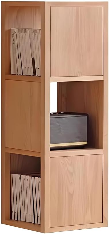 3 Cube Storage Organizer Bookshelf, 3-Tier Floor Standing Wooden Book Shelf, Open Shelf Corner Bookcase for Living Room Bedroom Office(Nature)