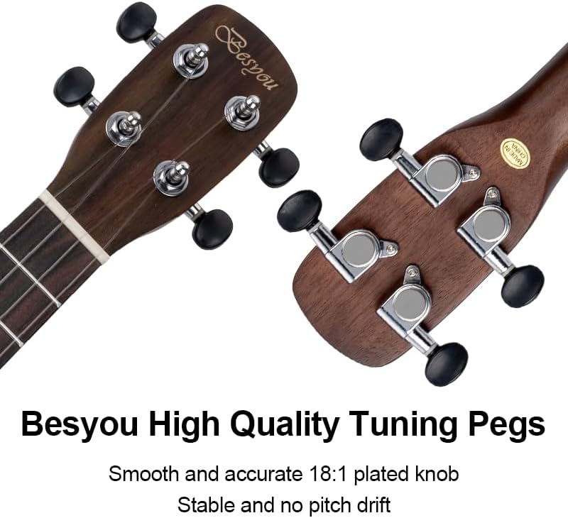 23 Inch Spruce Rosewood Concert Ukulele Beginner Kids and Adult Student Travel Wooden Ukelele Kit with Tuner Gig Bag Strap Carbon Nylon String Picks Cloth Gift Choice