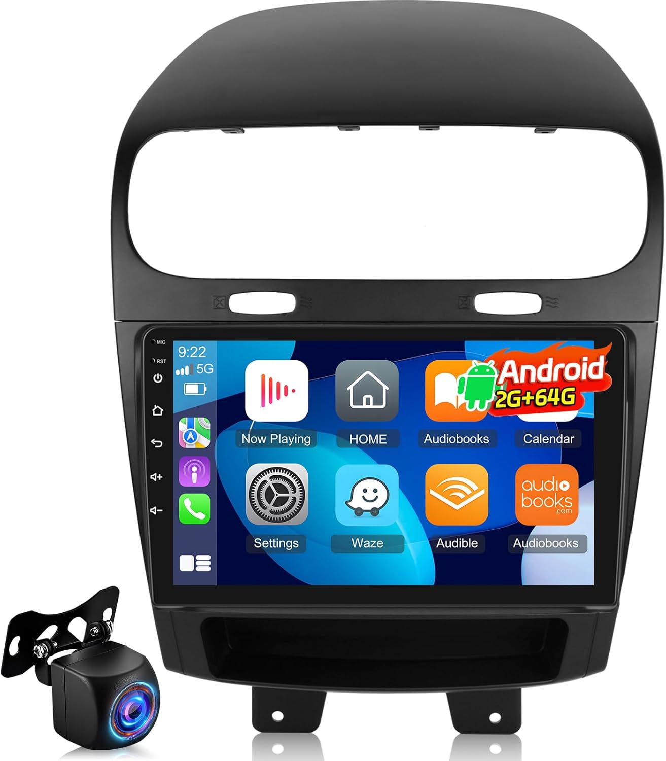 [2G+64G] Radio for Dodge Journey 2011-2019, Android 9 inch Touch Screen Dodge Journey Car Stereo, Carplay/Android Auto/EQ Audio/1080P/SWC/Bluetooth