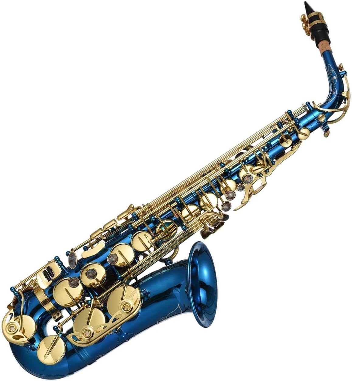 VBDEFRT Woodwind Instruments Brass Engraved Eb E-Flat Alto Saxophone Buttons With Case Gloves Cloth Belt Brush