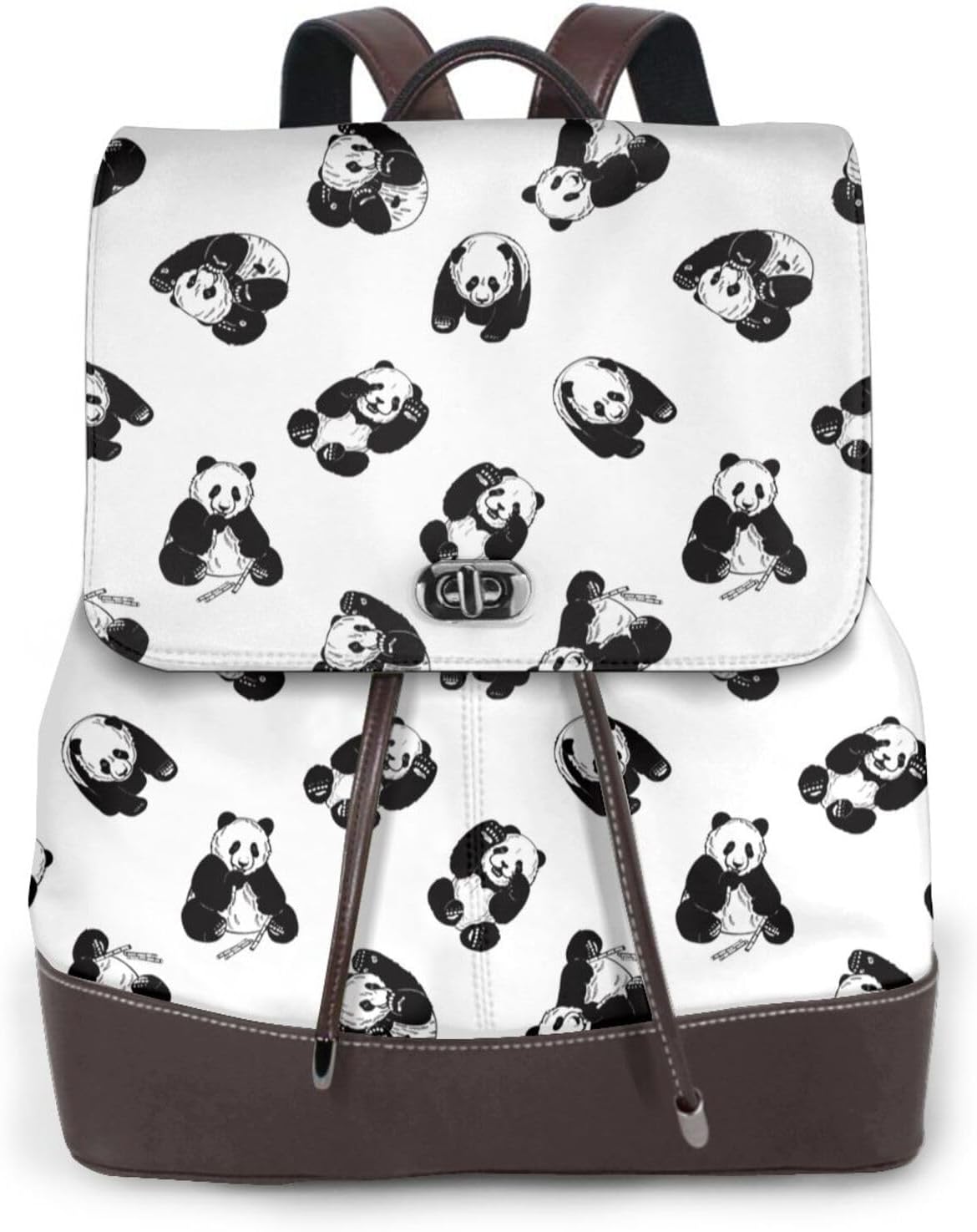 Giant Pandas for Womens Backpack Purse Microfiber PU Anti-theft Large Fashion Designer Travel Bag Ladies Shoulder Bags