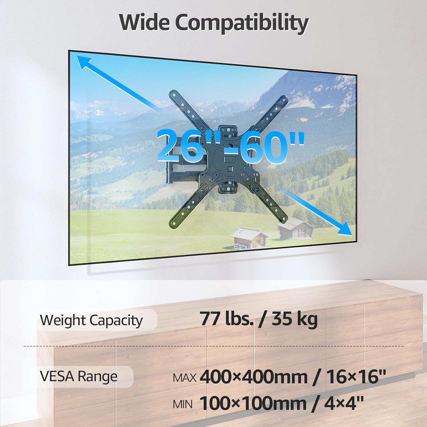 MOUNTUP MU0096 Full Motion TV Wall Mount for 50-110 Inches TVs & MU0009 Full Motion TV Wall Mount for 26-55 Inches TVs Bundle