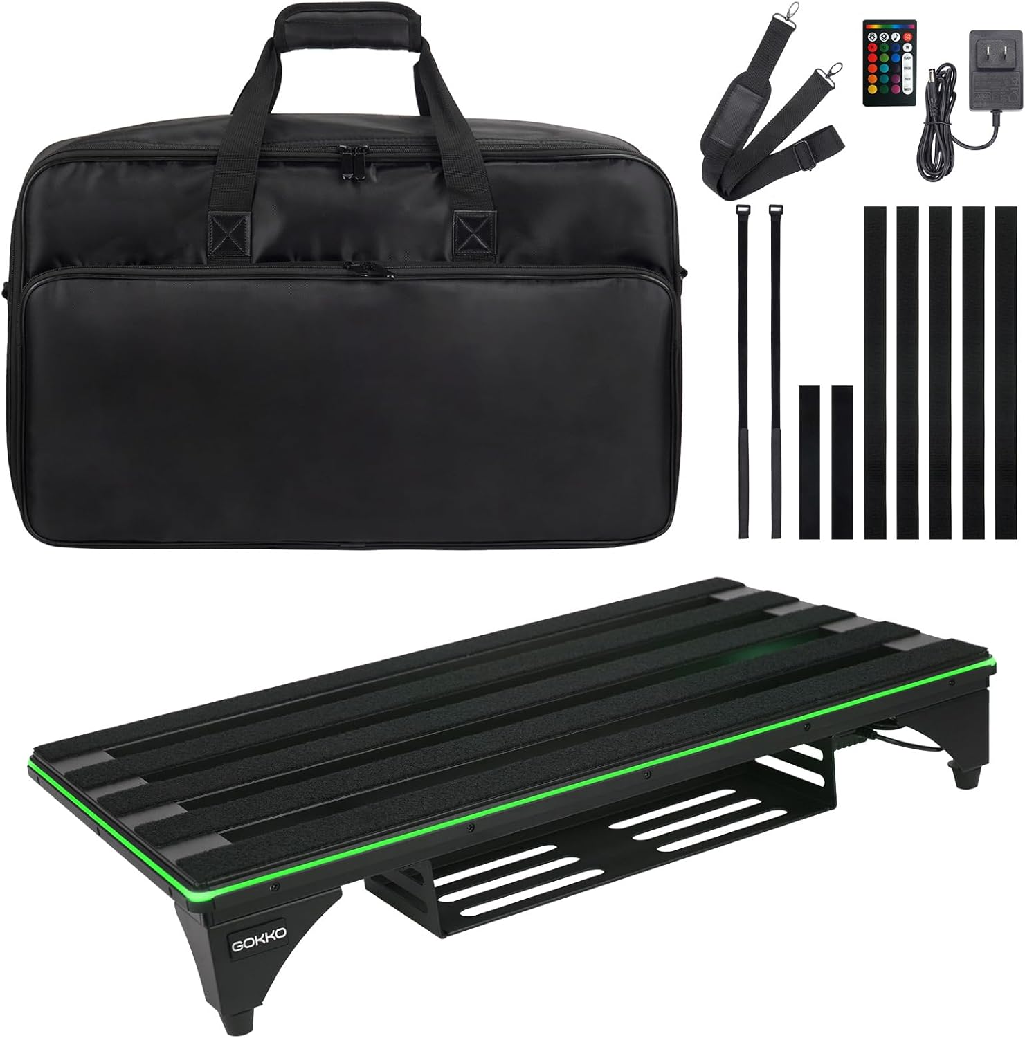 Music-Sync Lighting Guitar Pedal Board with Multiple Dynamic Light Effects, 22 x 12.6 Inches (GKA-22LX)