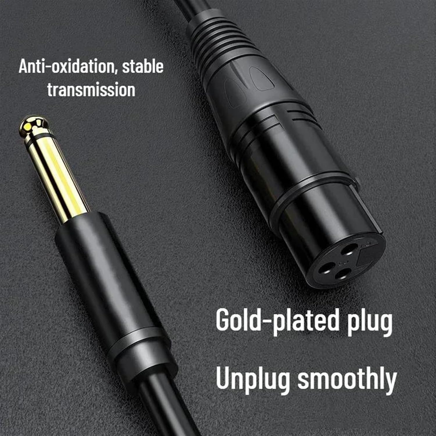 Guitar Audio Cable 6.35mm to XLR Microphone Speakers HiFi Cable 3pin Female to 6.5mm Male for Mixer Guitar Stereo Power Amplifier(Black-TS,15m)