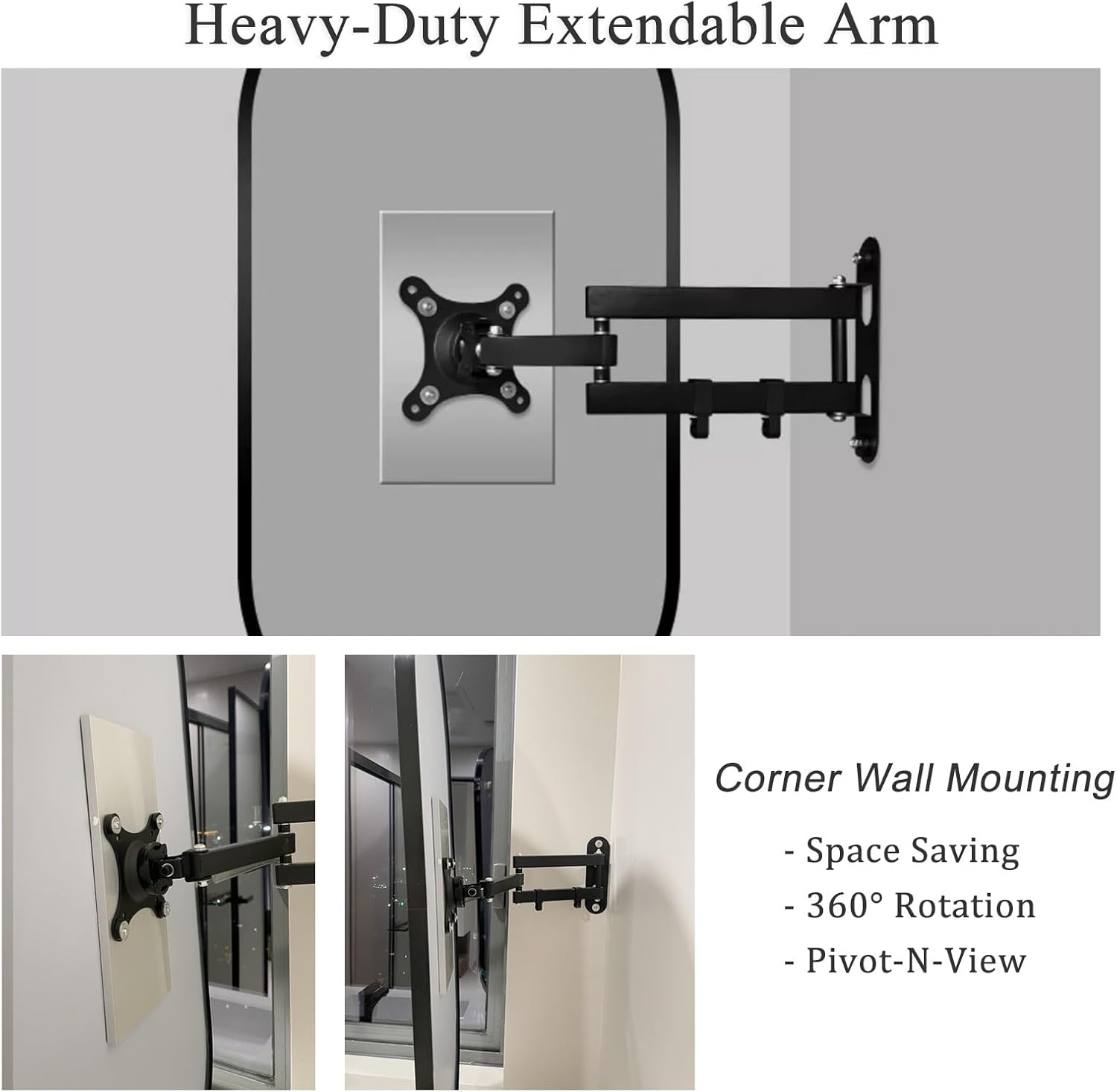 Jcgly Wall Mount Corner Mirror, Oval Bathroom Pivot Mirror, Wall Mirror with Extendable Arm and Metal Frame, Rotating Tilting Mirror, Vertical & Horizontal(Gold,16