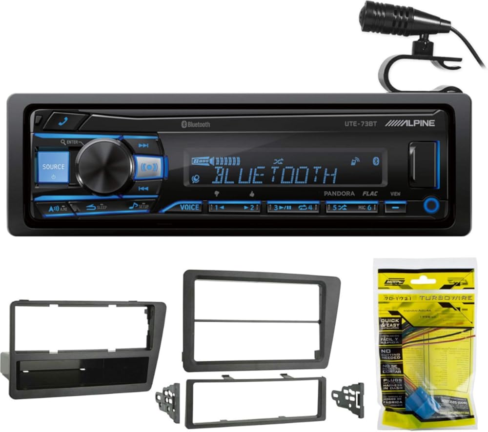 1Din Alpine Digital Media Bluetooth Stereo Receiver+Kit For 02-05 Honda Civic Si
