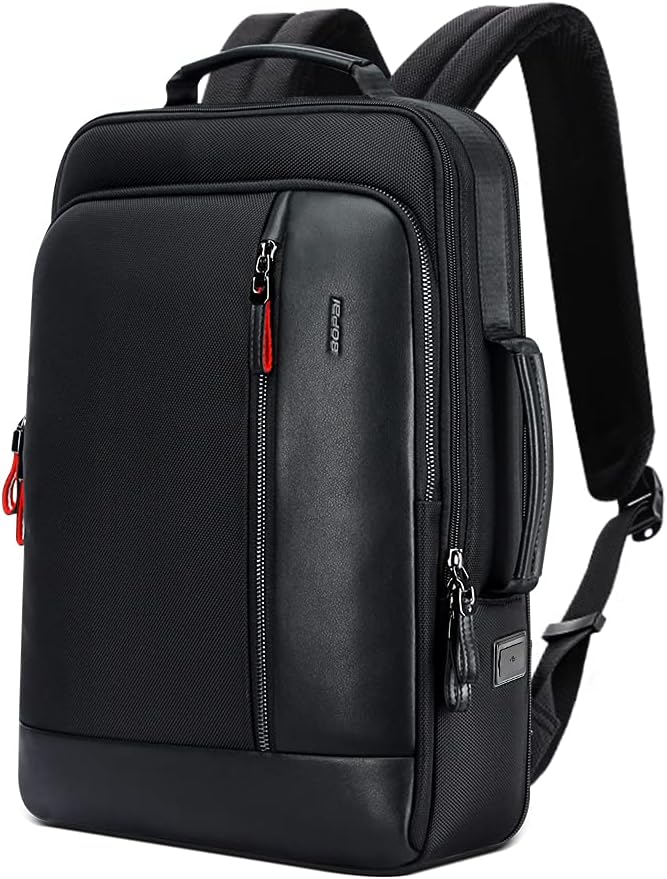 BOPai Intelligent expandable large Smart 15.6 inch Backpack Travel Friendly Water Resistant Anti-Theft Laptop Rucksack with USB Charging Business Laptop Backpack Men Black Multi-Functional