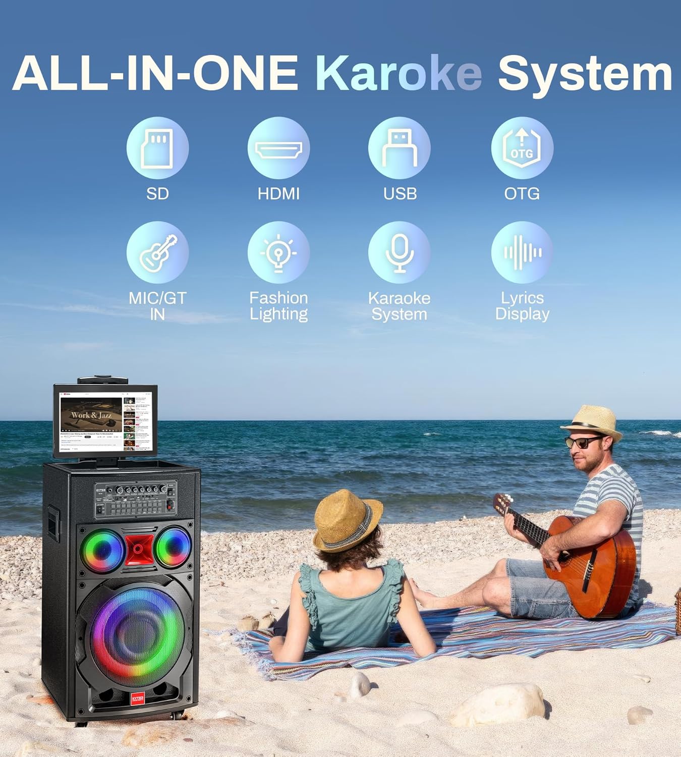 Karaoke Machine with Screen Lyrics Display for Adults 14.1