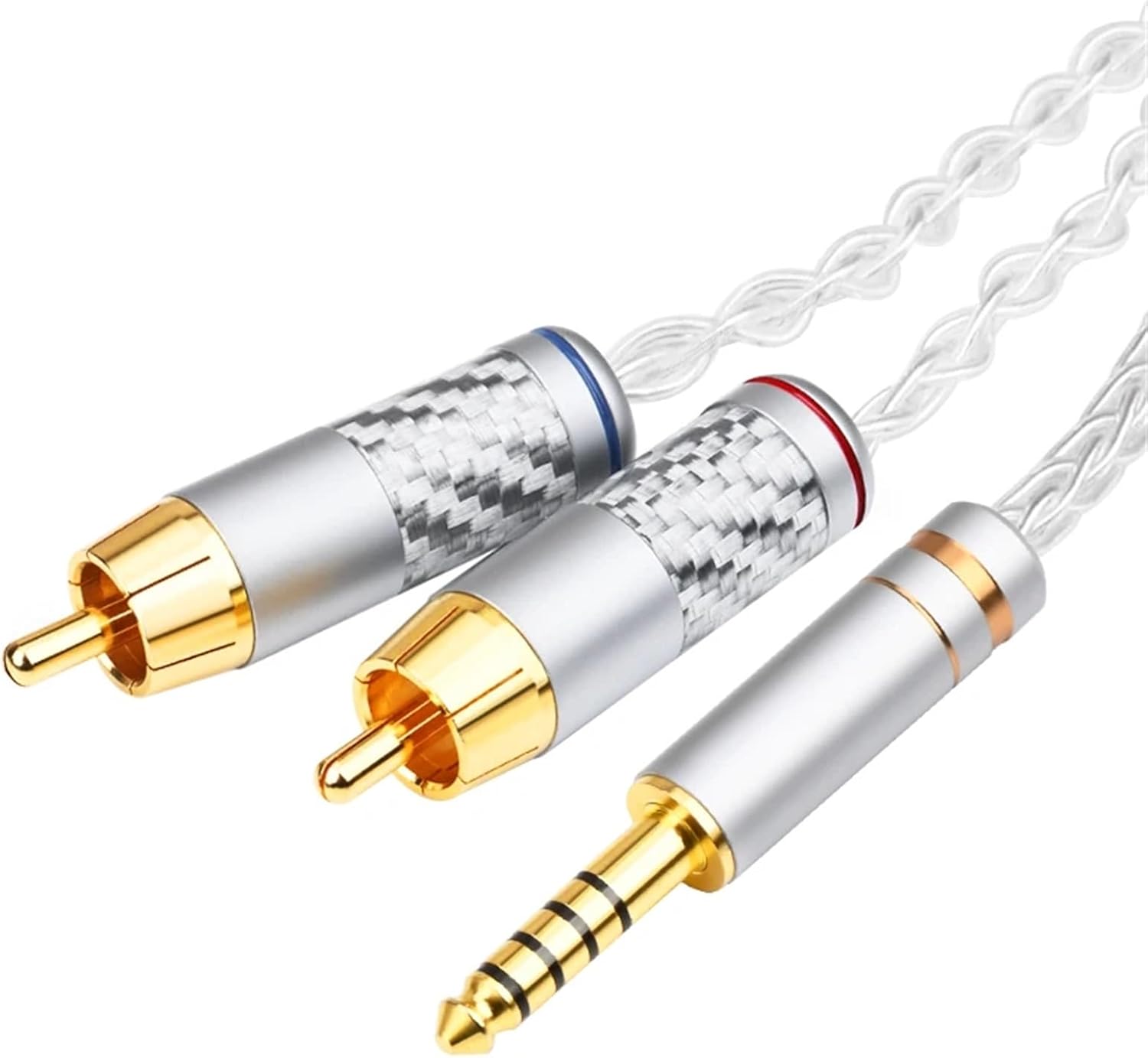 Hifi audio cable 4.4mm JACK balanced interface 4.4 to 2 rca signal cable AUX line Headphone Amplifier cable 4.4mm plug to 2 RCA(0.75m)