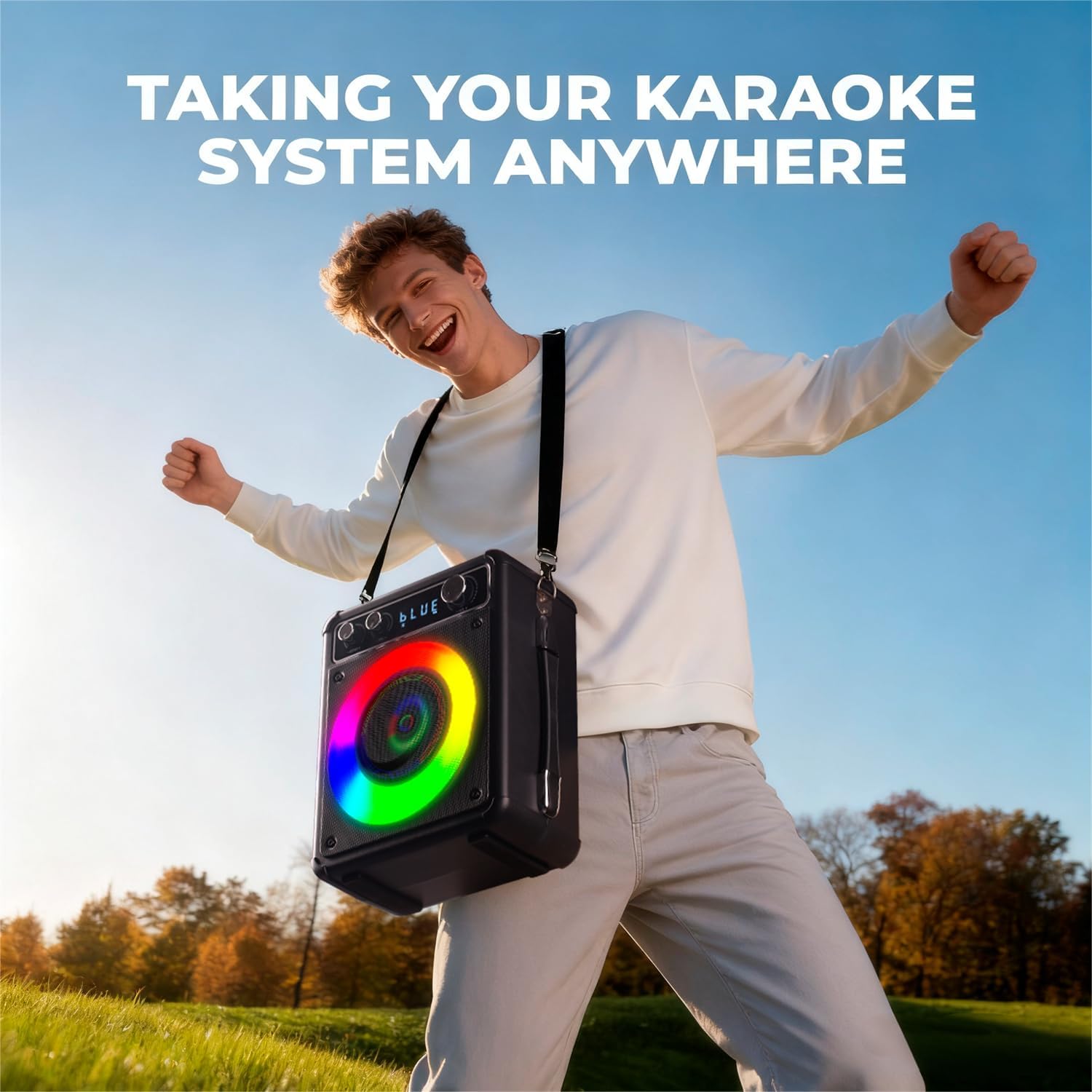 Karaoke Machine, Portable Bluetooth Karaoke Speaker with 2 Wireless Microphones, PA System for Adults Kids with LED Lights & Echo Adjustment, Supports TWS/TF/USB/AUX for Home Party