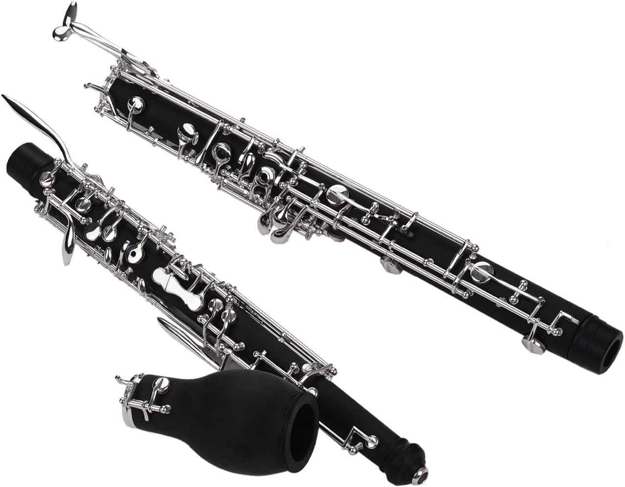 Professional English Horn Alto Oboe F Key Synthetic Wood Body Silver-Plated Keys Woodwind Instrument with Reed Gloves Cleaning Cloth Case Carry Mini Screwdriver