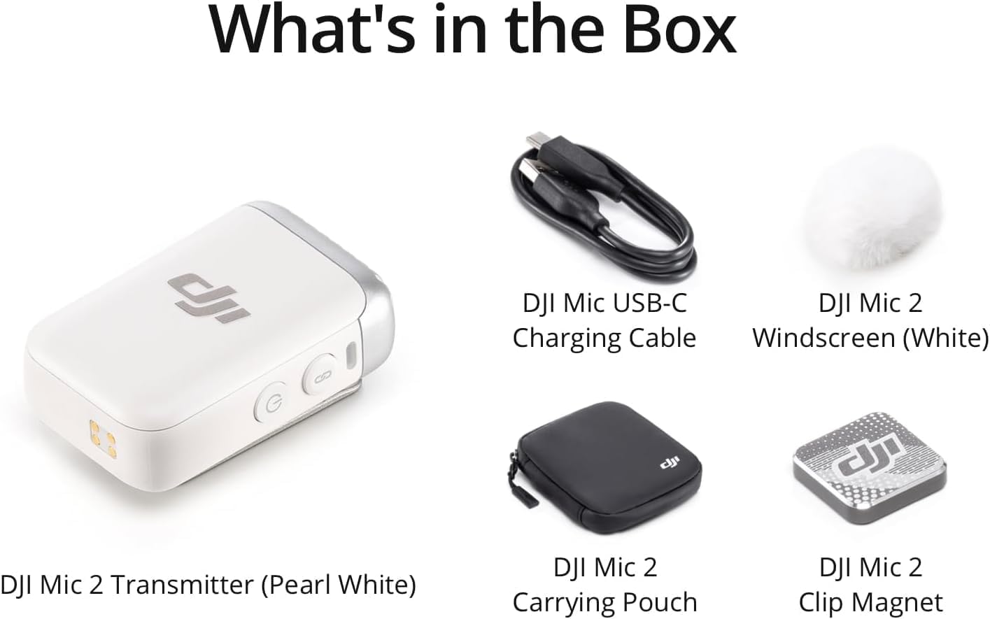 Mic 2 Transmitter (Pearl White), Wireless Microphone with Intelligent Noise Cancelling, 14-Hour Internal Recording, 6-Hour Battery, Magnetic Attachment, Bluetooth Microphone, YouTube, Vlogs