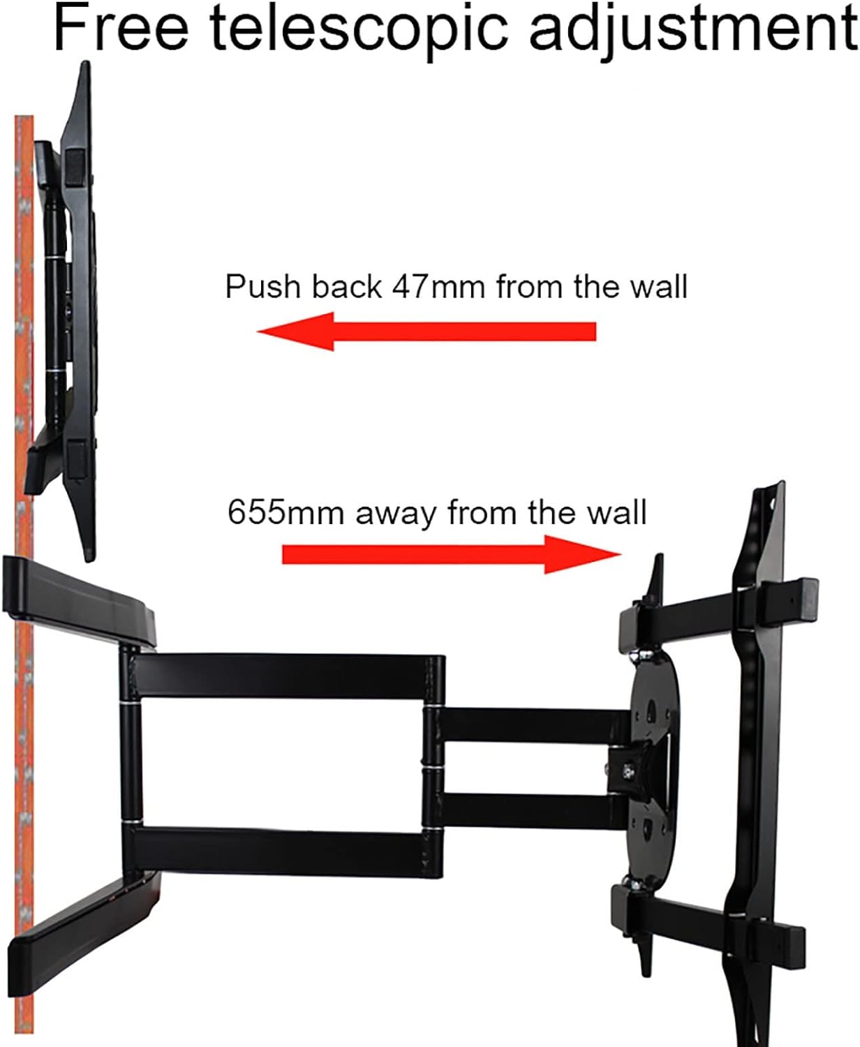 TV Stand,tv Wall Mount TV Mount,Adjustable TV Wall Bracket,Fits Most 32-65 Inch LCD Curved TVs,with Loading 77lbs,Can Tilt,Swivel,Telescopic,Save Space