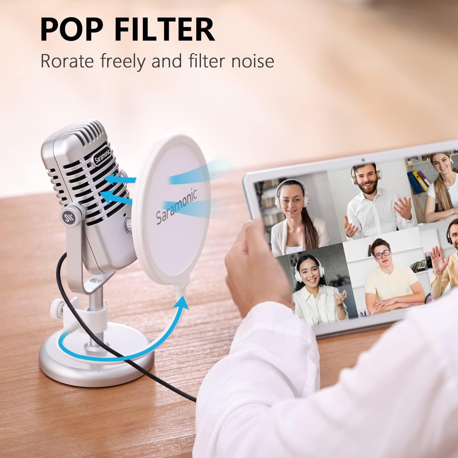 Saramonic XMIC-Z3 USB Mic, Cardioid Condenser Microphone with Pop Filters & Thread Adapter, Compatible with PC, Mac, Gaming, Streaming, Recording, Podcasting, Studio