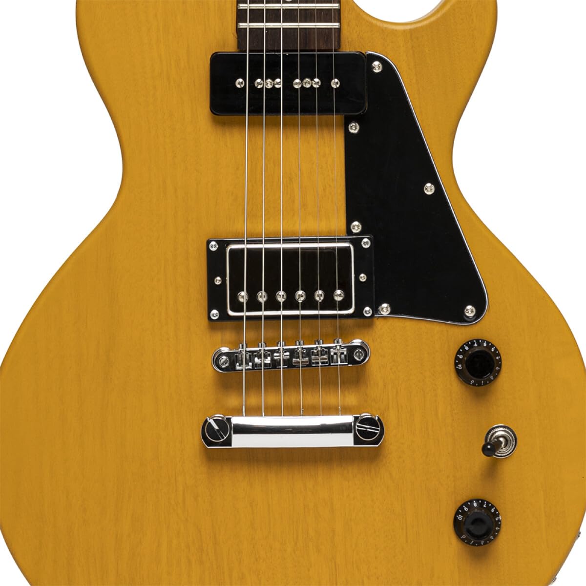Stagg SEL-HB90 VYL Standard Series Electric Guitar l Solid Mahogany Body l Flat Top l Vintage Yellow Finish