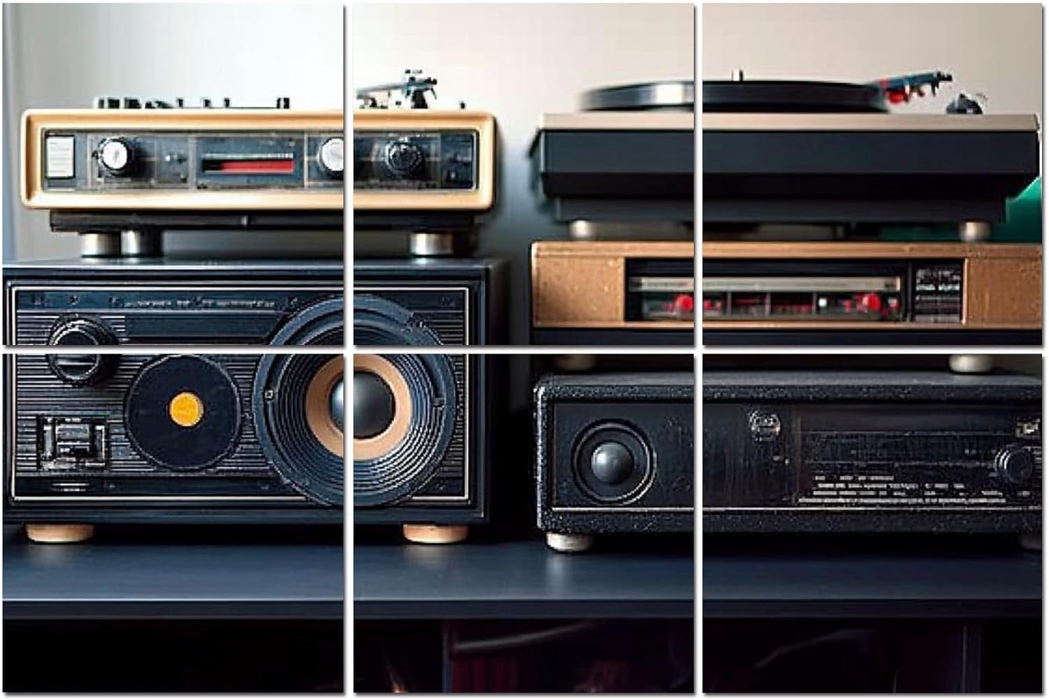 6 Pack Art Acoustic Panels Hi Fi sound system vintage tin toy car Sound Absorbing Panel 48