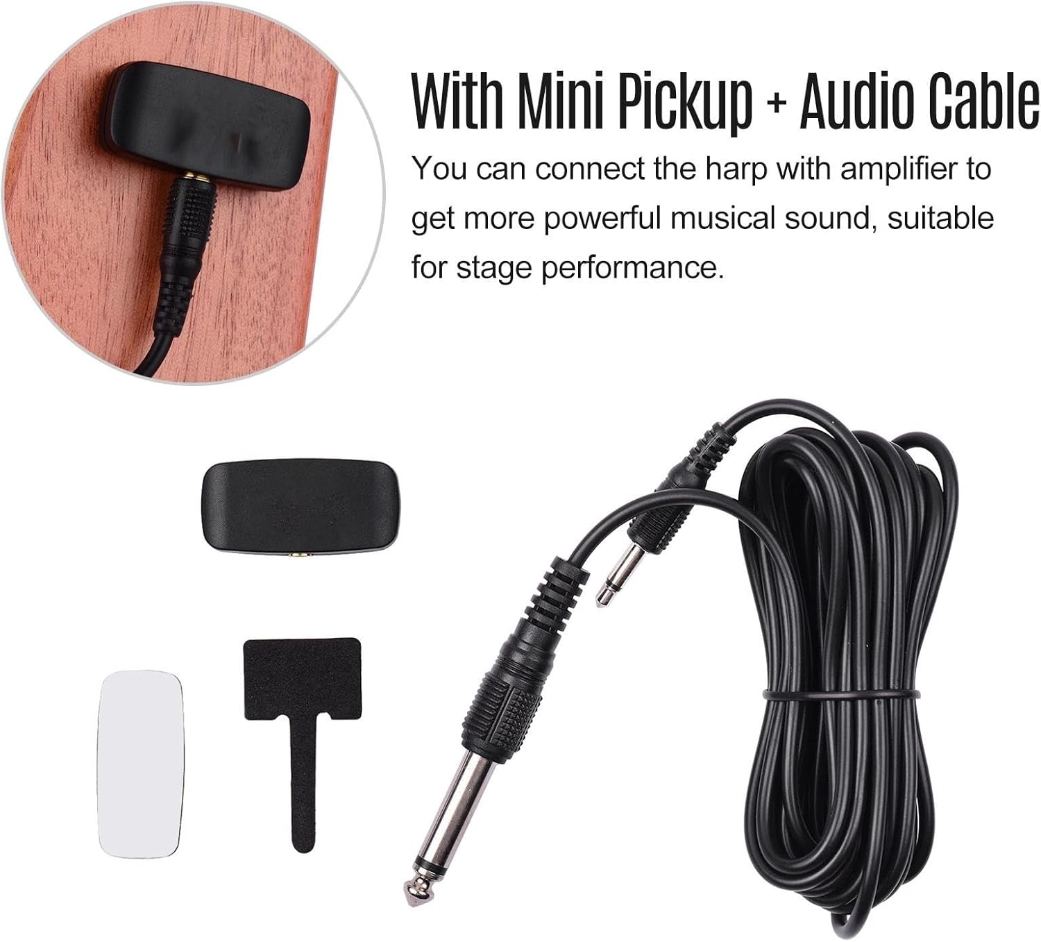 Lyre Harp Set 15-String Lyre Harp Wooden String Instrument With Bag Strap Cloth Tuning Wrench Pickup For Beginners