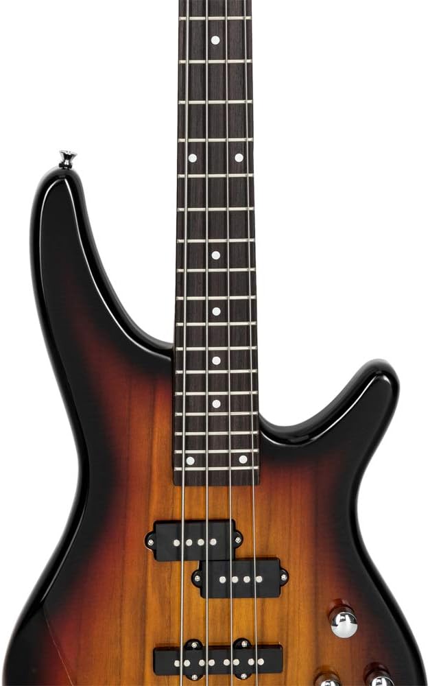 Lykos Exquisite Stylish GIB Electric 4 String Bass Guitar Full Size Bag + Strap + Connector + Plectrum + Wrench Tool (Sunset)