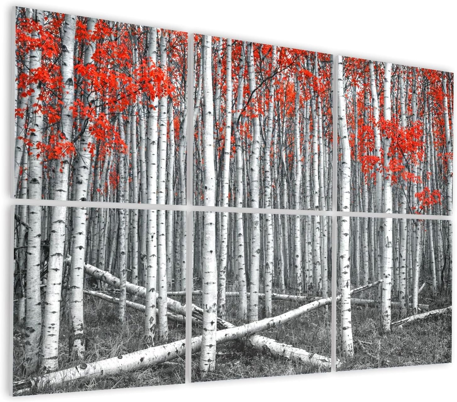 6 Pack Art Acoustic Panels Self Adhesive Red Forest Black White Landscape Decorative Soundproof Wall Panels Sound Absorbing Panel 48