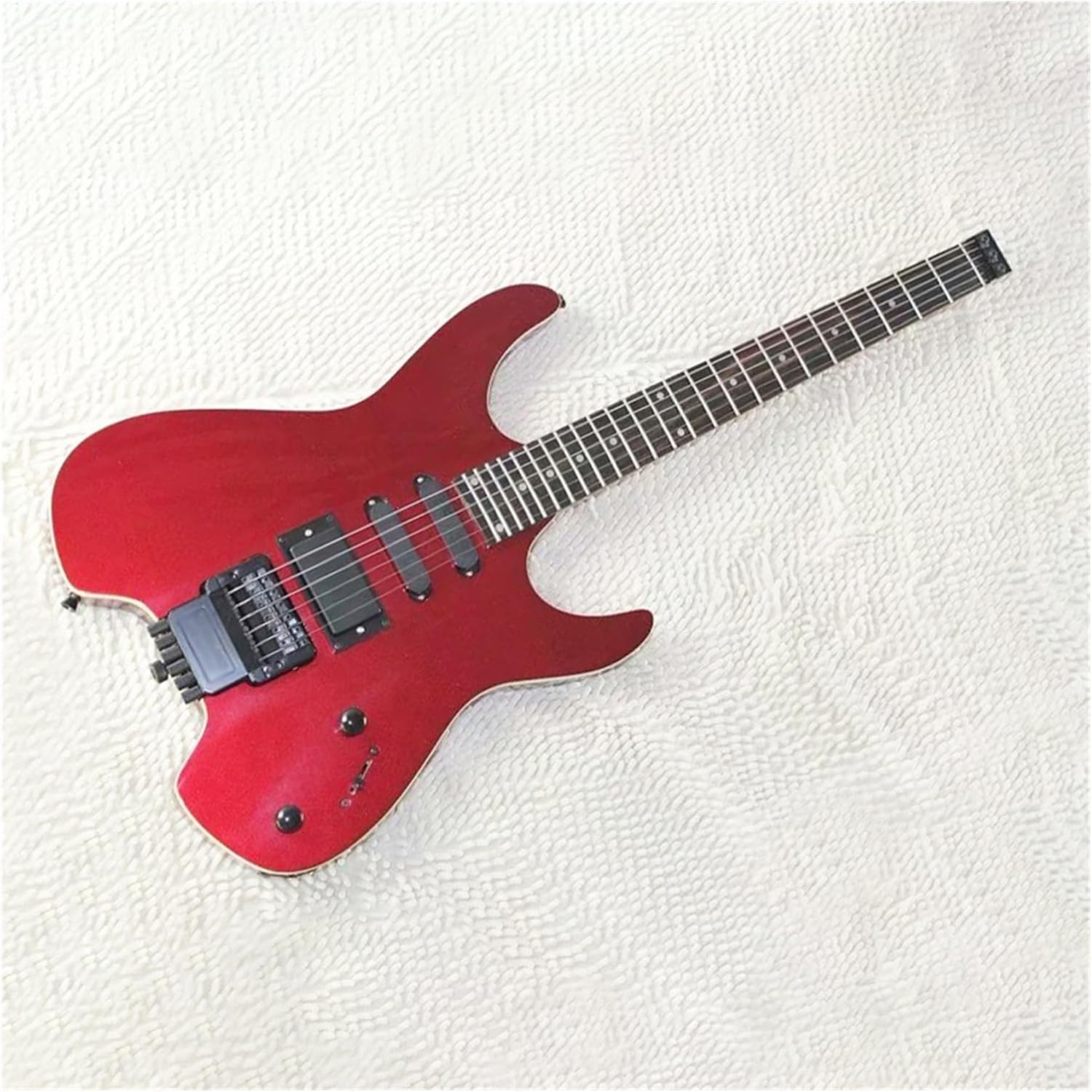 VENEKA Headless Electric Guitar 39 Inches Red Headless Electric Guitar with Rosewood Fretboard 24 Frets