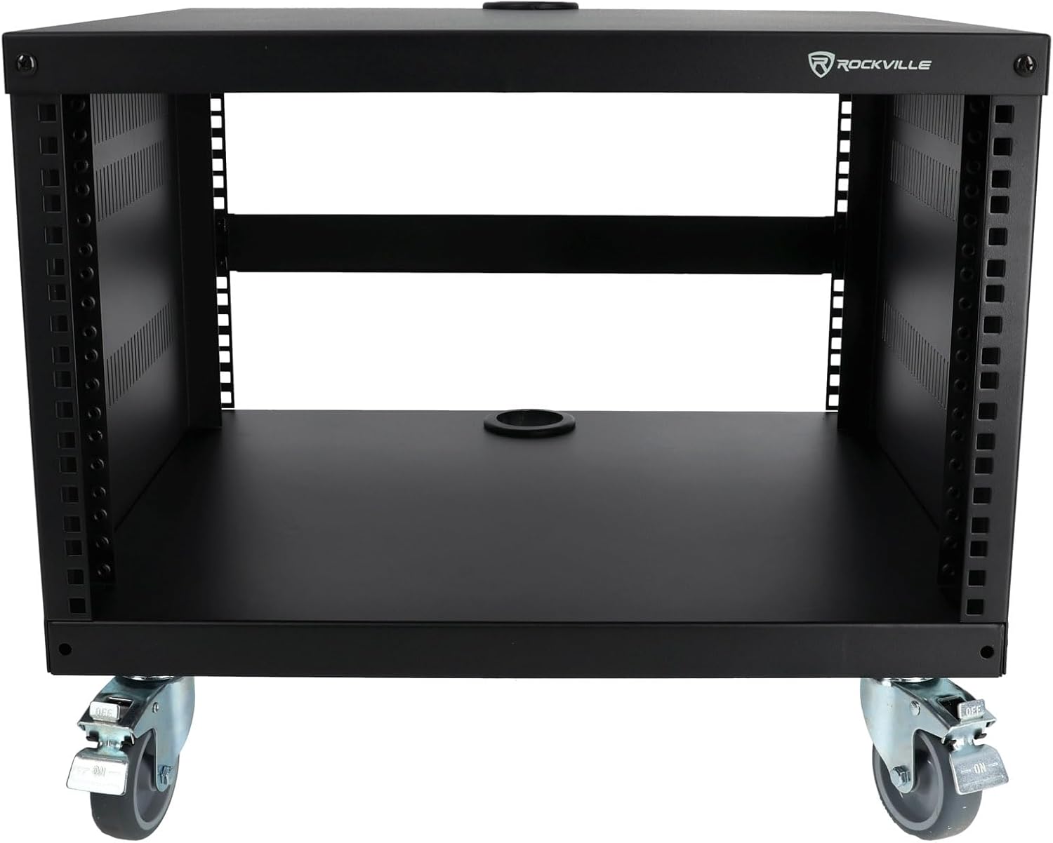 Rockville RR6U 6U Live Sound/Recording Studio Rack Case with Wheels, Reversible Rack Rails, Front & Rear Mounting, Cable Management Ports, 440lb Capacity