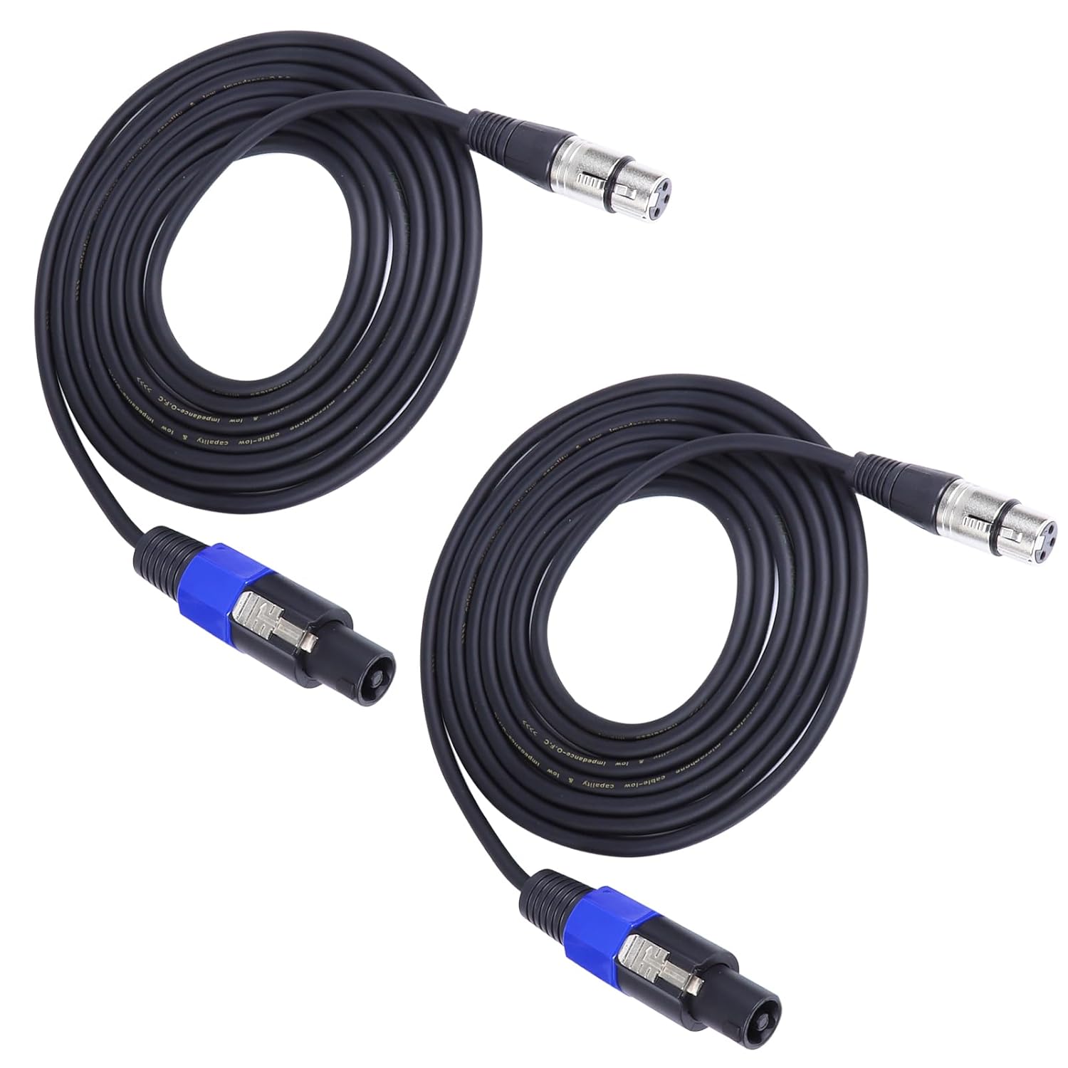 2 Pack 50 Feet Speakon to XLR Cable, Speakon Male to 3 Pin XLR Female Microphone Cables, NL4FC Twist Lock Connector to XLRF Speaker Extension Wire for PA, Amplifier, Stage Monitor