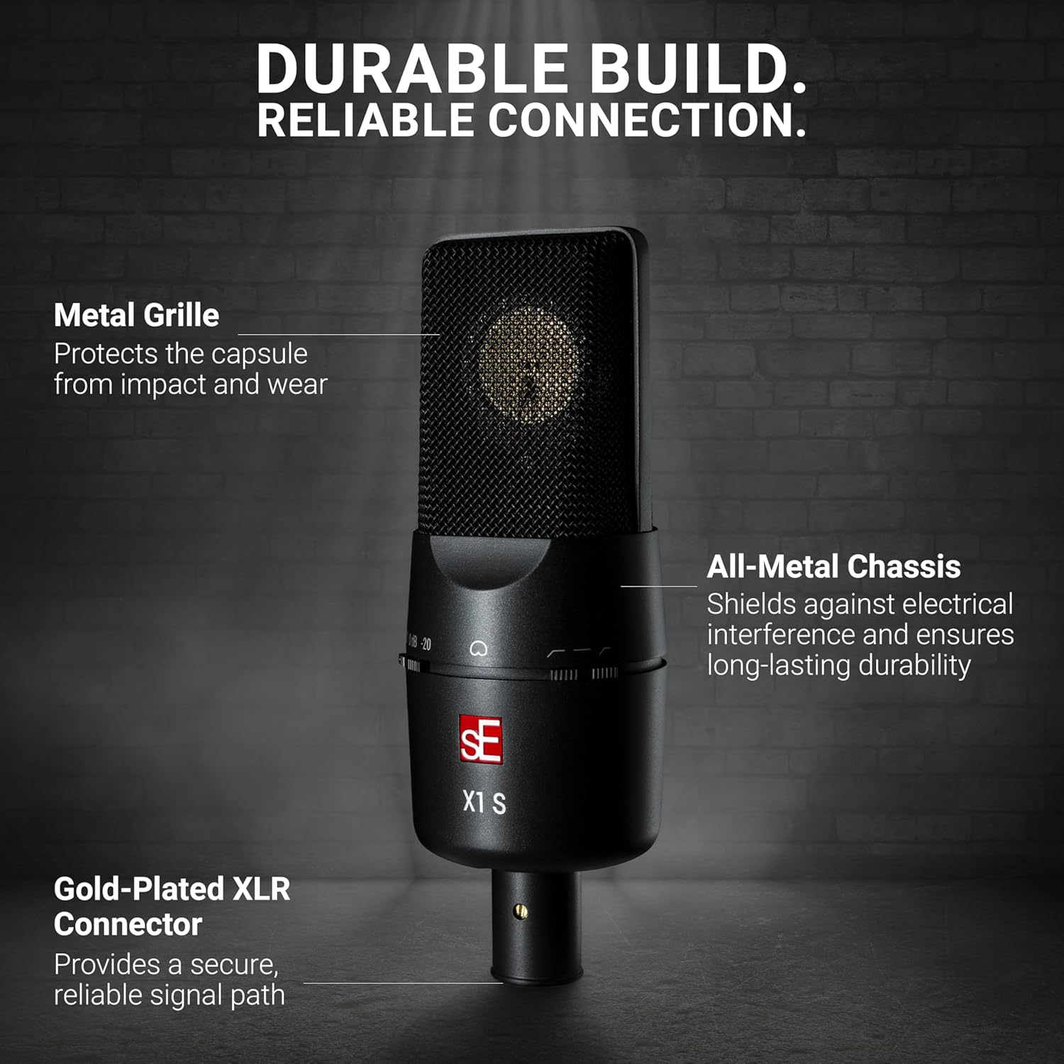 SE ELECTRONICS X1 S Large Diaphragm Condenser Microphone with 80/160 Hz Filters & -10/-20 dB Pads - XLR Condenser Mic for Singing, Vocals & Instruments - Professional Studio Microphone for Recording