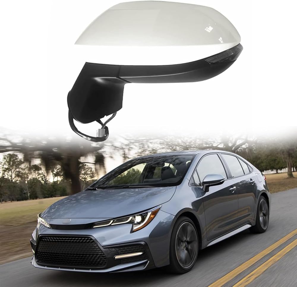 Driver Side Mirror Assembly Fit for 2019 2020 2021 Toyota Corolla Rear View Mirrors Car Side Mirror Replacement for Toyota Corolla Accessories Lens Adjustment, Heating, Turn Light, Electric Folding