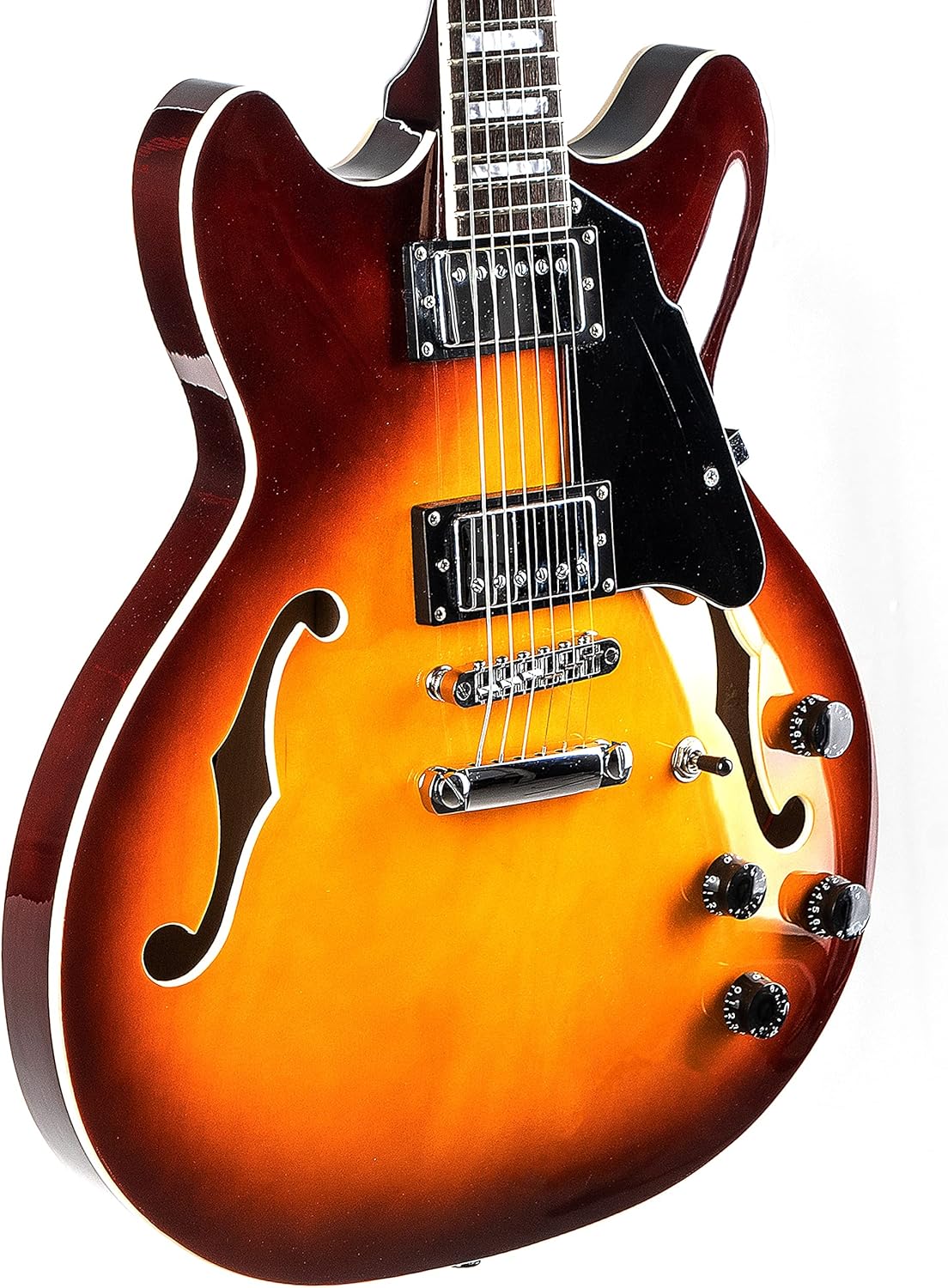 Grote Full Scale Electric Guitar Semi-Hollow Body Guitar Stainless Steel Frets (Vintage Sunburst)