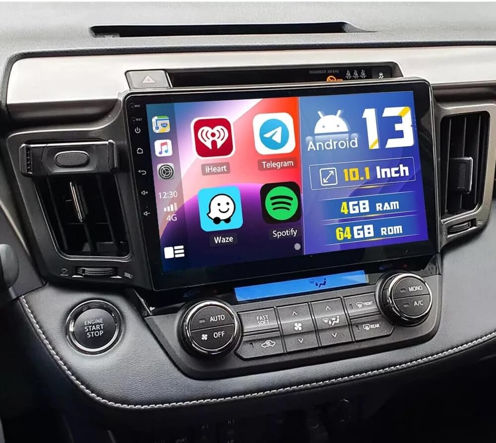 4+64G Double Din Car Stereo for Toyota RAV4 2013-2018 with Wireless CarPlay and Android Auto, 10 Inch IPS Touchscreen Android 13 Car Radio Support Bluetooth WiFi GPS SWC FM RDS Backup Camera