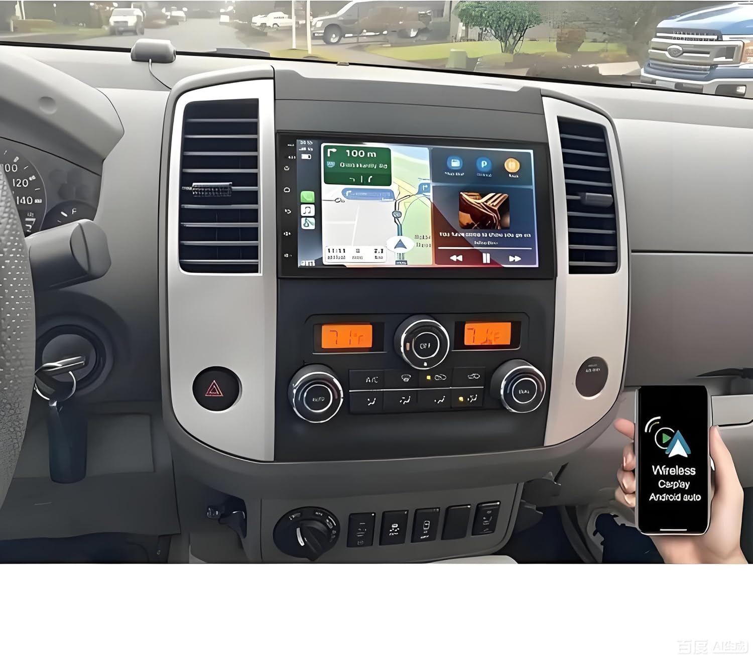 4+64G 7in Car Stereo for Nissan Qashqai 2007-2011, for Frontier 2001-2011, for Juke 2010-2011 w/GPS with Carplay w/Android Auto Double Din Touchscreen Car Radio Receiver Backup Camera