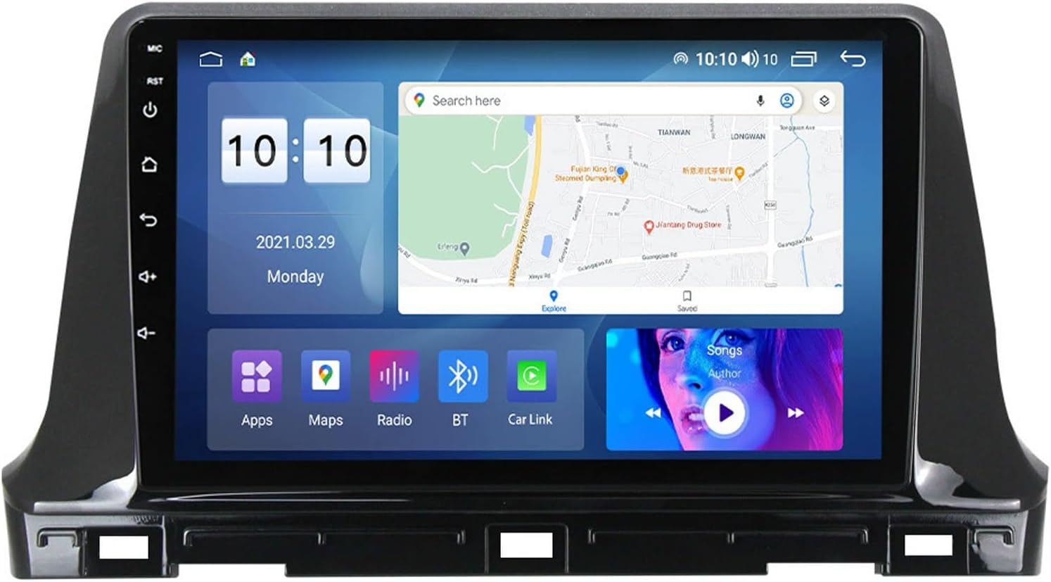 1 Din Car Stereo 10 inch Android 12 Car Radio for KIA Seltos 2016-2020 Built-in Car Play/Android Auto Support GPS/Bluetooth/Steering Wheel Control