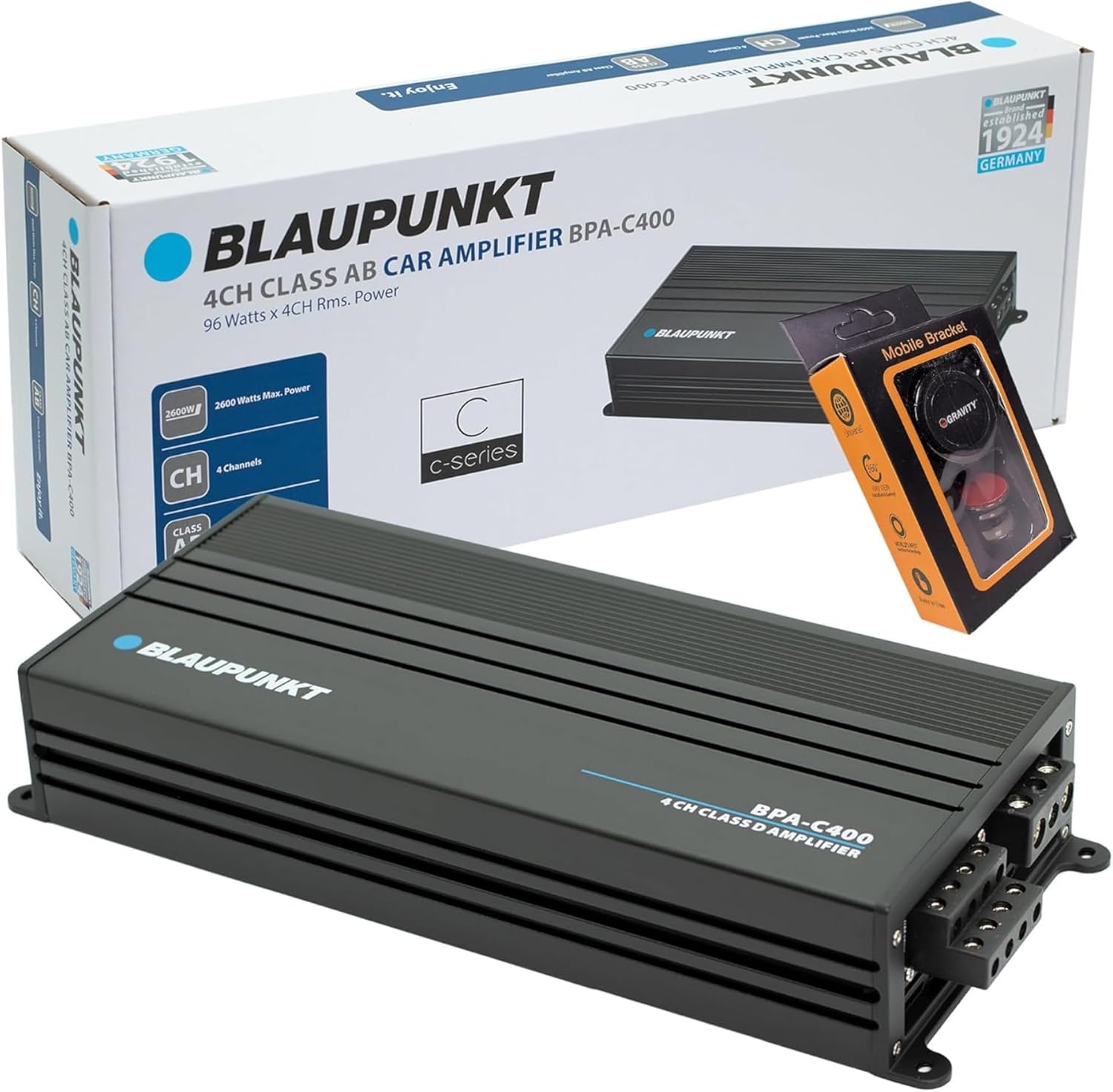 BLAUPUNKT BPA-C400 Elite Car Audio Class AB 4-Channel 2600W Stereo Amplifier