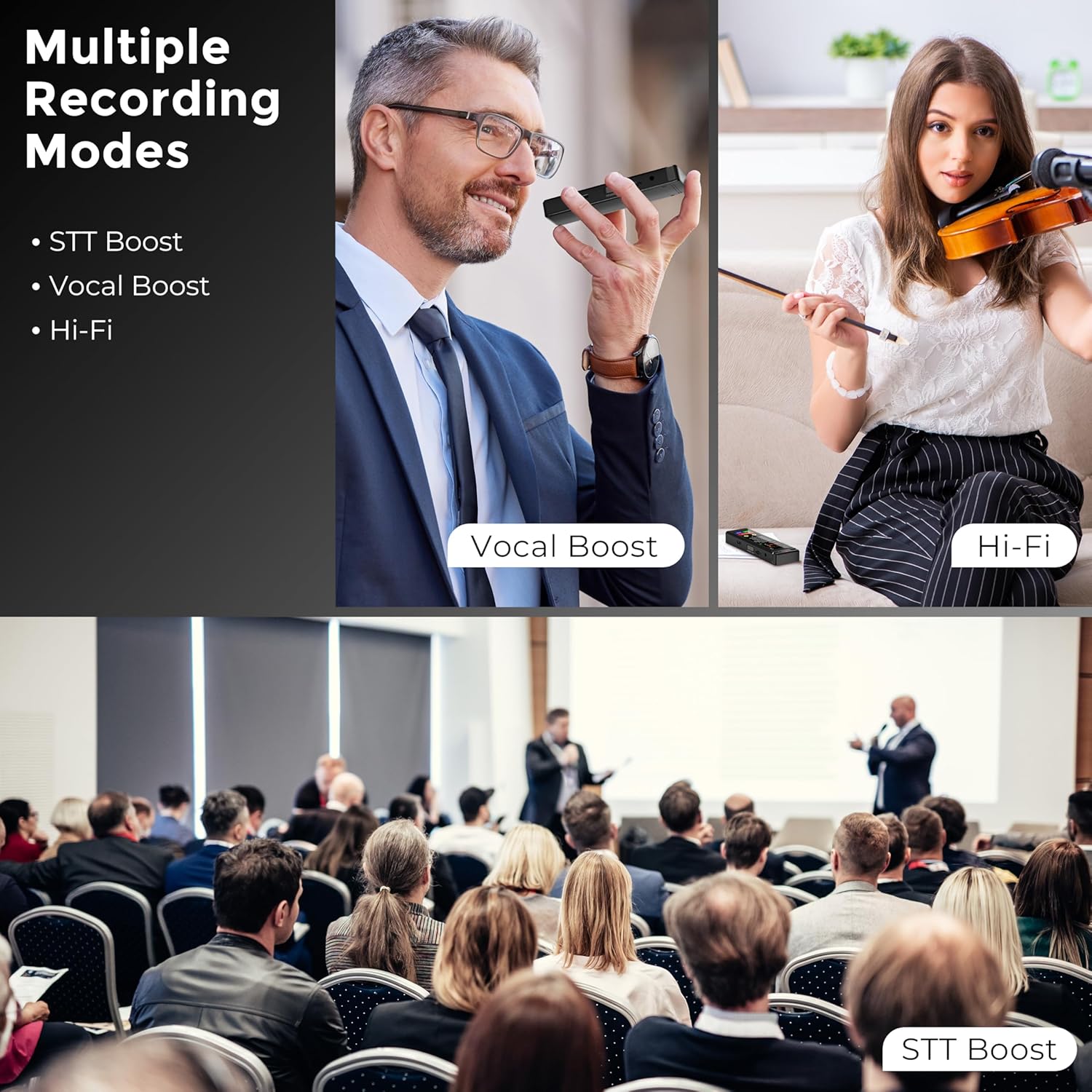 136GB AI Voice Recorder, TIMMKOO Digital Voice Recorder with Playback, Offline Transcribe and Online Summarize/Mindmap/Translation Base on AI Technology, Voice Activated Audio Recorder (Black)