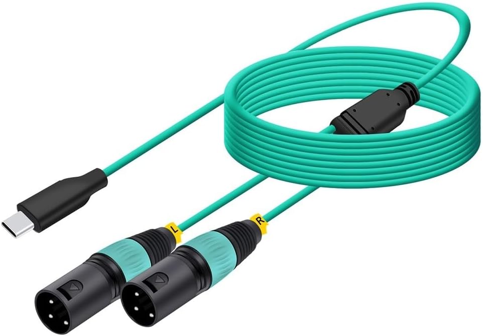 USB Male to 3Pins XLR Male/Female Amplifier Stereo Audio Extension Shielded Cable(Type C to M-BK-GN,1M)