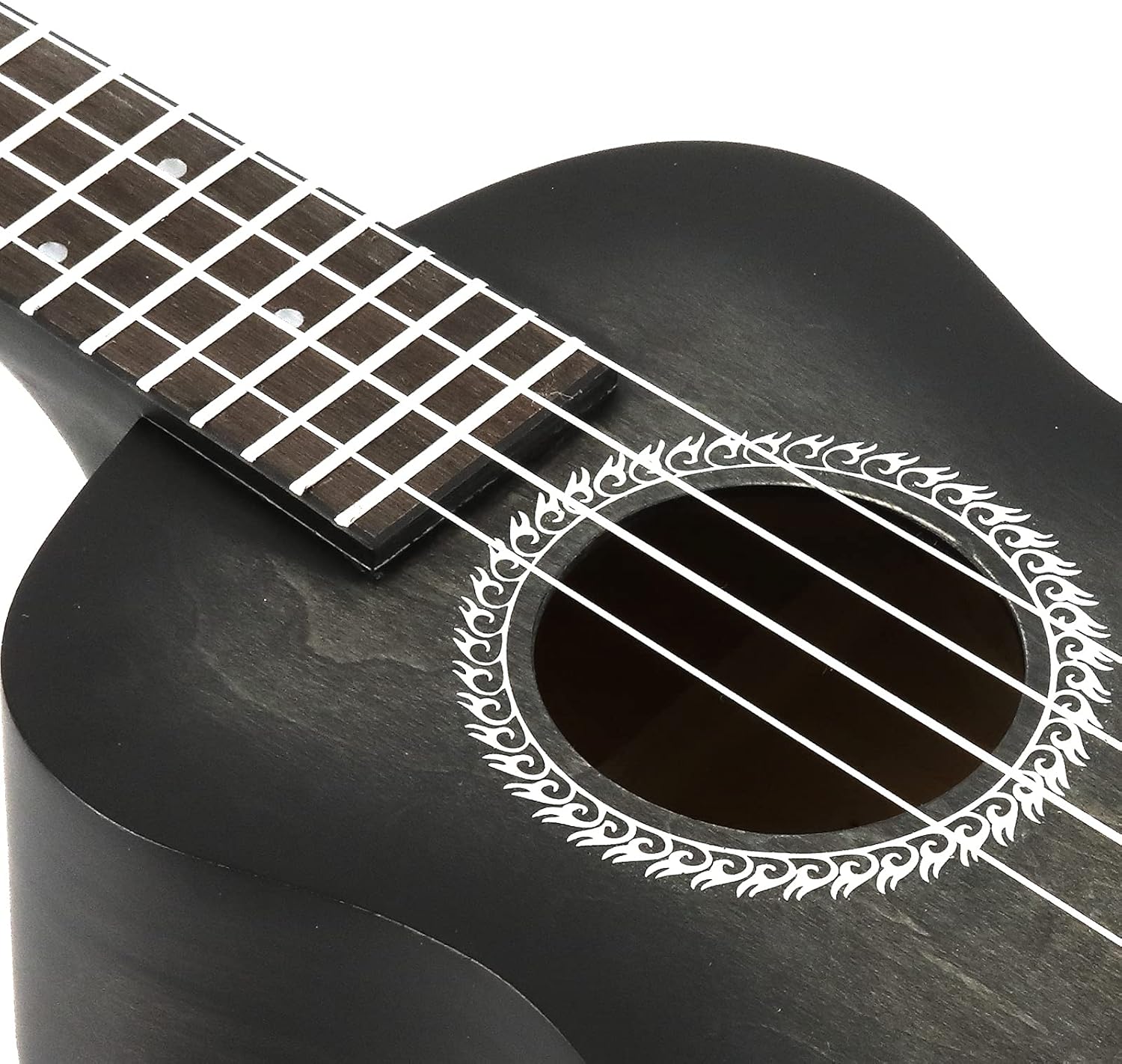 WINZZ HAND RUBBED Series - Concert Ukulele Vintage Hawaiian with Bag, Tuner, Strap, Extra Strings, Fingerboard Sticker, 23 Inches, Black