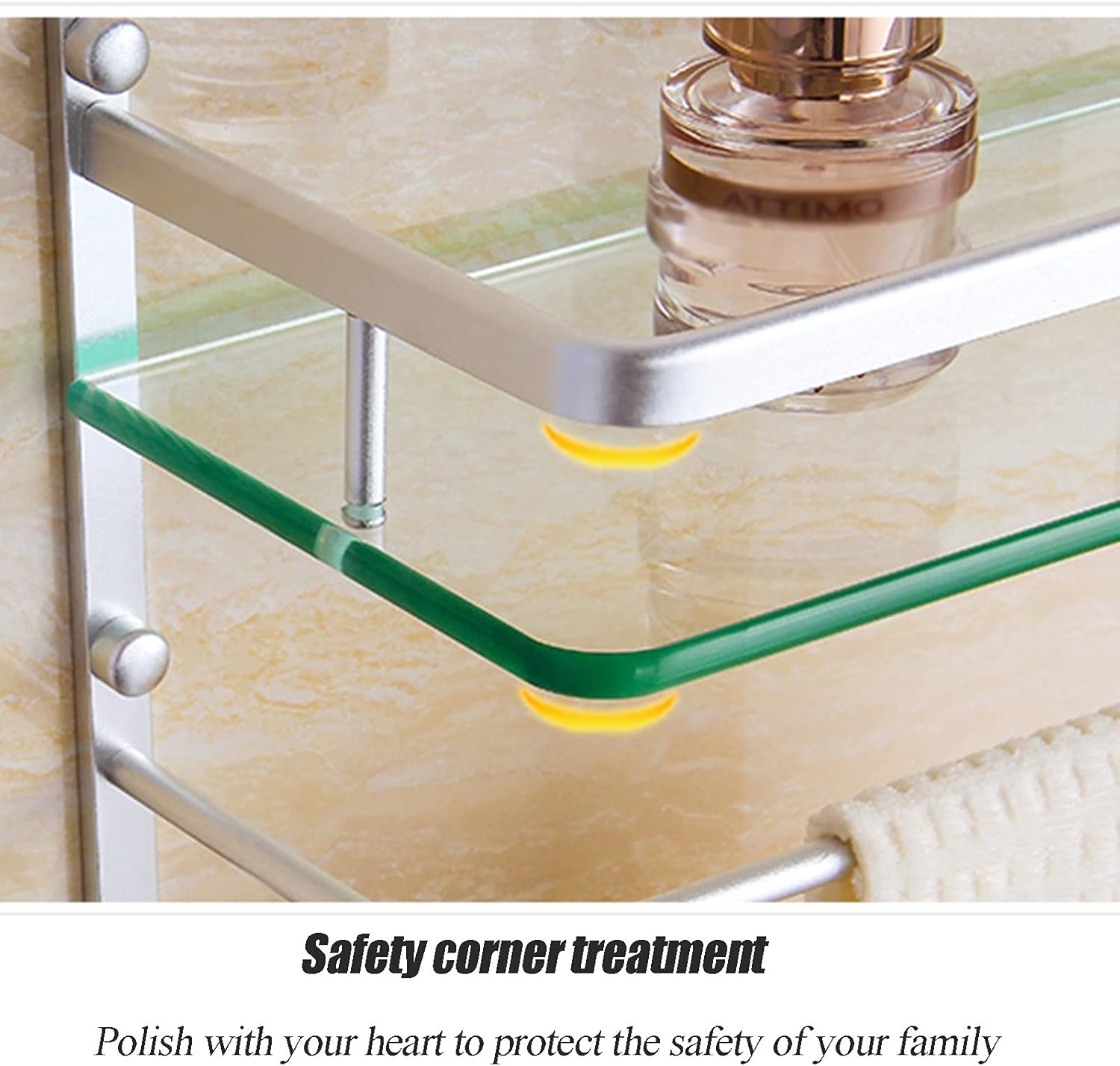 Shower Shelves,Corner Shower Caddy, Wall Mount Space Aluminum Tempered Glass Rack, Shower Caddy Shelf with Hooks and Towel Rack, Silver (Size : 60cm/23.6in) ( Size : 40cm/15.7 ( Size : 40cm/15.7in )