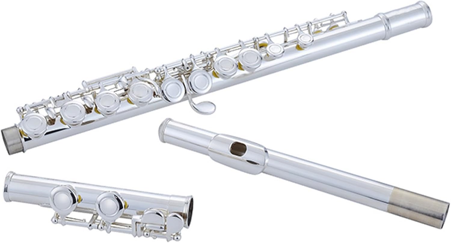 Flute Flute Wind Instrument White Copper Button E Key Split C Tone Silver-Plated 16 Closed Holes Flutes Musical Instruments