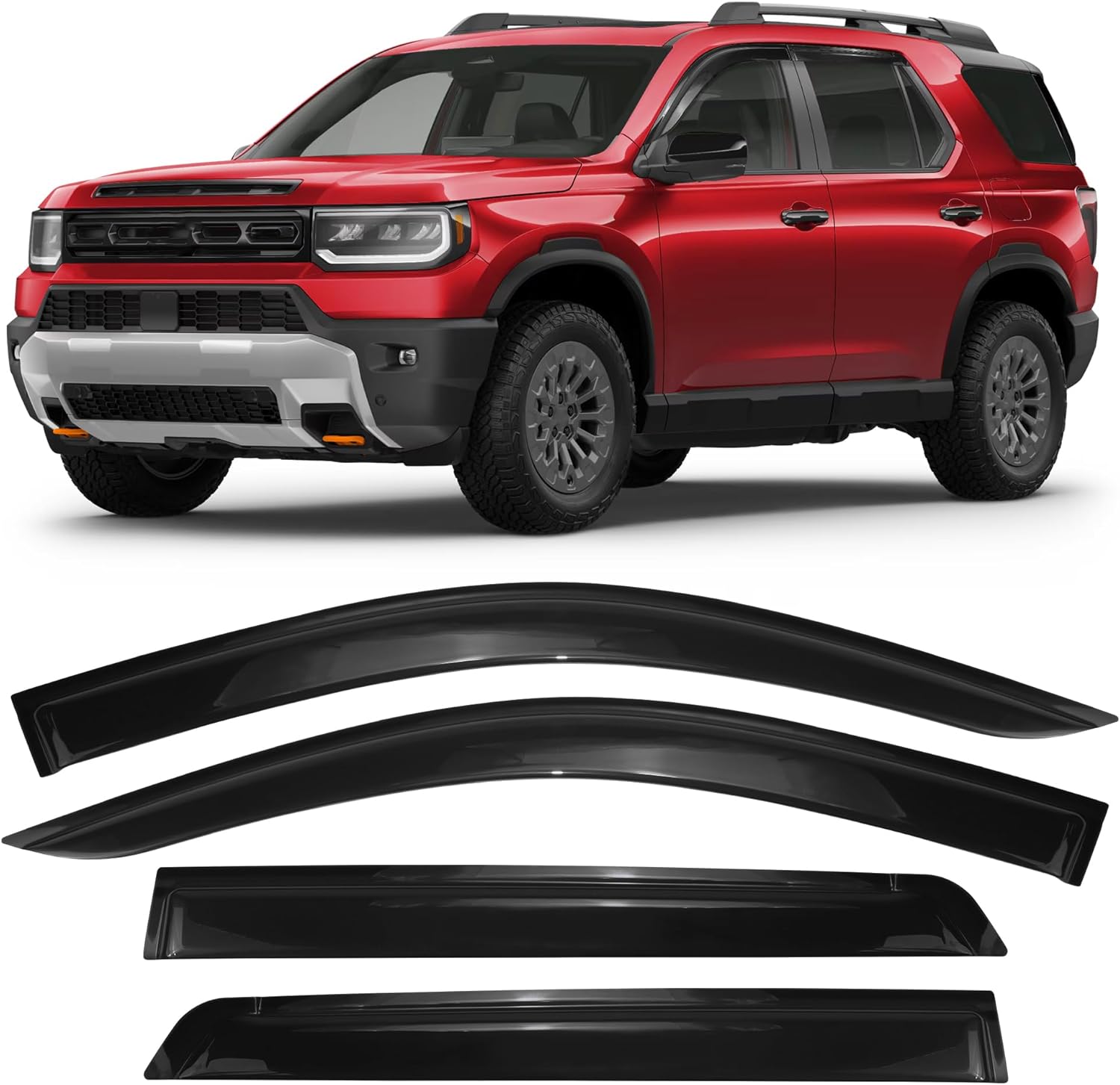 Rain Guards Fit for Honda Passport 2026, Low Profile Car Window Visor Vent Visors fit for Honda Passport 2026 Accessories, Tape-on Smoke Tinted Rain Guard Side Window Deflectors 4 PCS