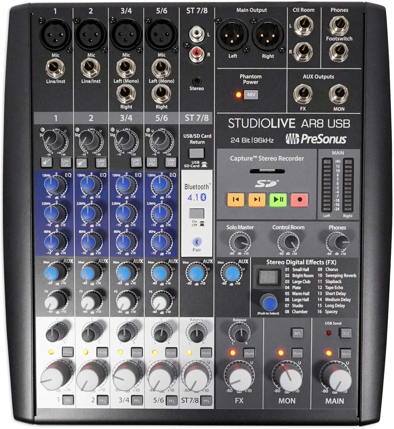 PreSonus StudioLive AR8 USB 8-Channel hybrid Performance and Recording Mixer
