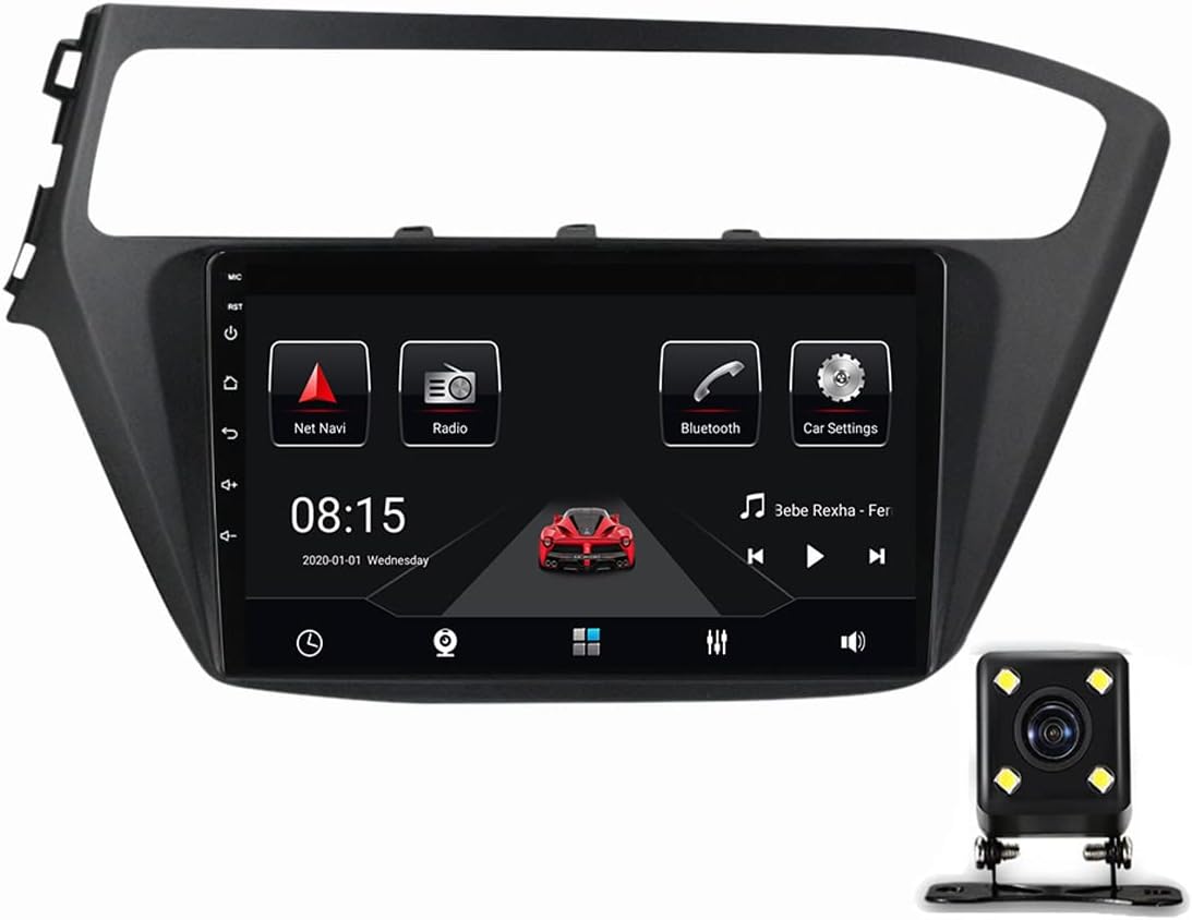 Double Din Car Stereo for Carplay and Android Auto, 9 Inch Touch Screen Car Radio with Bluetooth MP5 Player for Hyundai I20 2015-2018 FM Audio Receiver with Backup Camera
