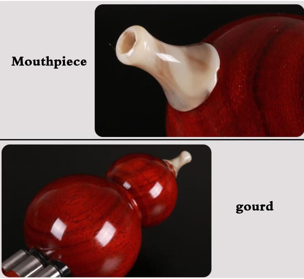 Woodwind Red Sandalwood Cucurbit Musical Instrument Beginner Adult C Level Down B Level Gourd Flute Grade Exam Entertainment Hulusi for Elders, People Who Love Music Soft Tone (Red C)