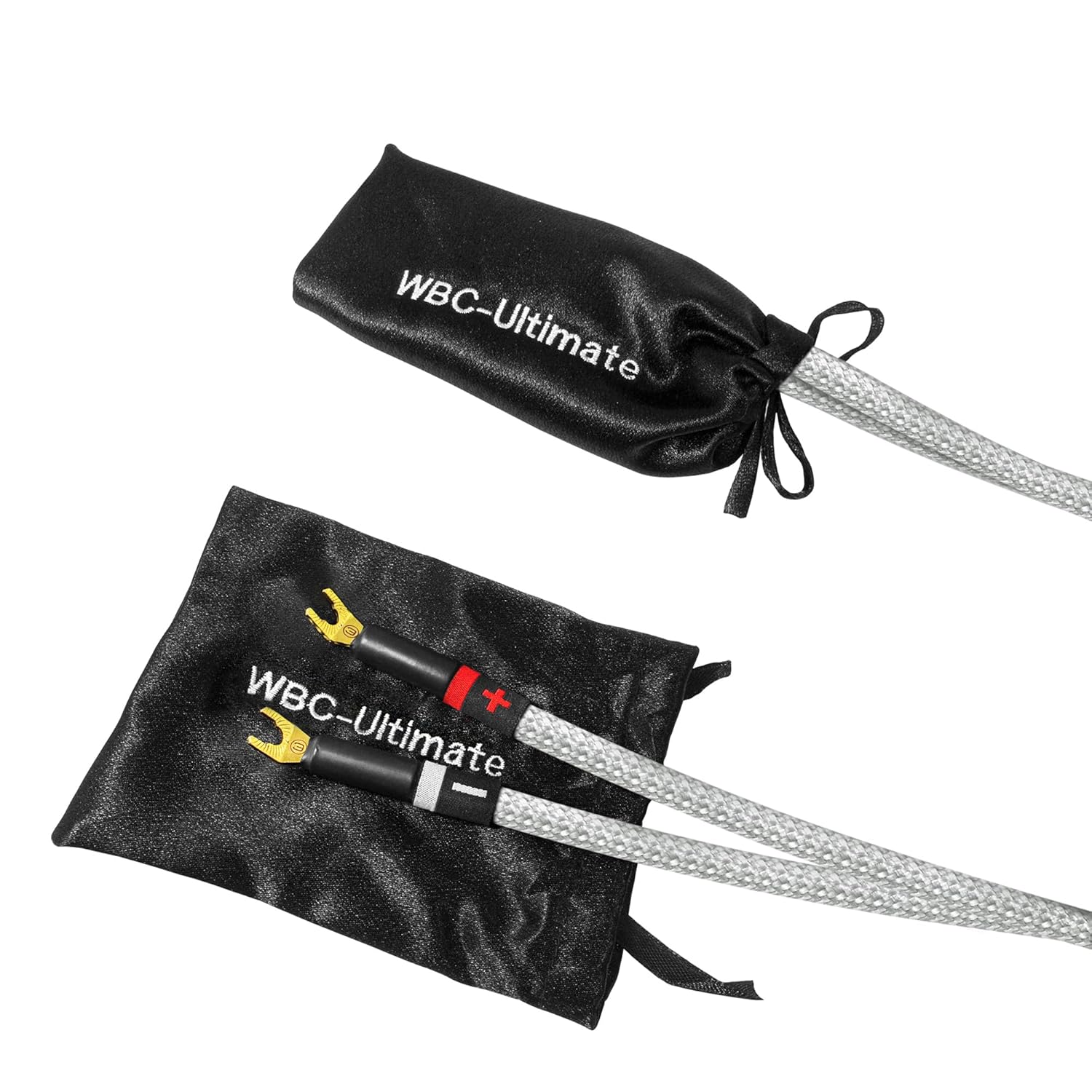 WORLDS BEST CABLES 8 Foot Ultimate - 9 AWG - Ultra-Pure OFC - Premium Audiophile HiFi Speaker Cable Pair with Eminence Spade Plugs & Silver Tweed Jacket