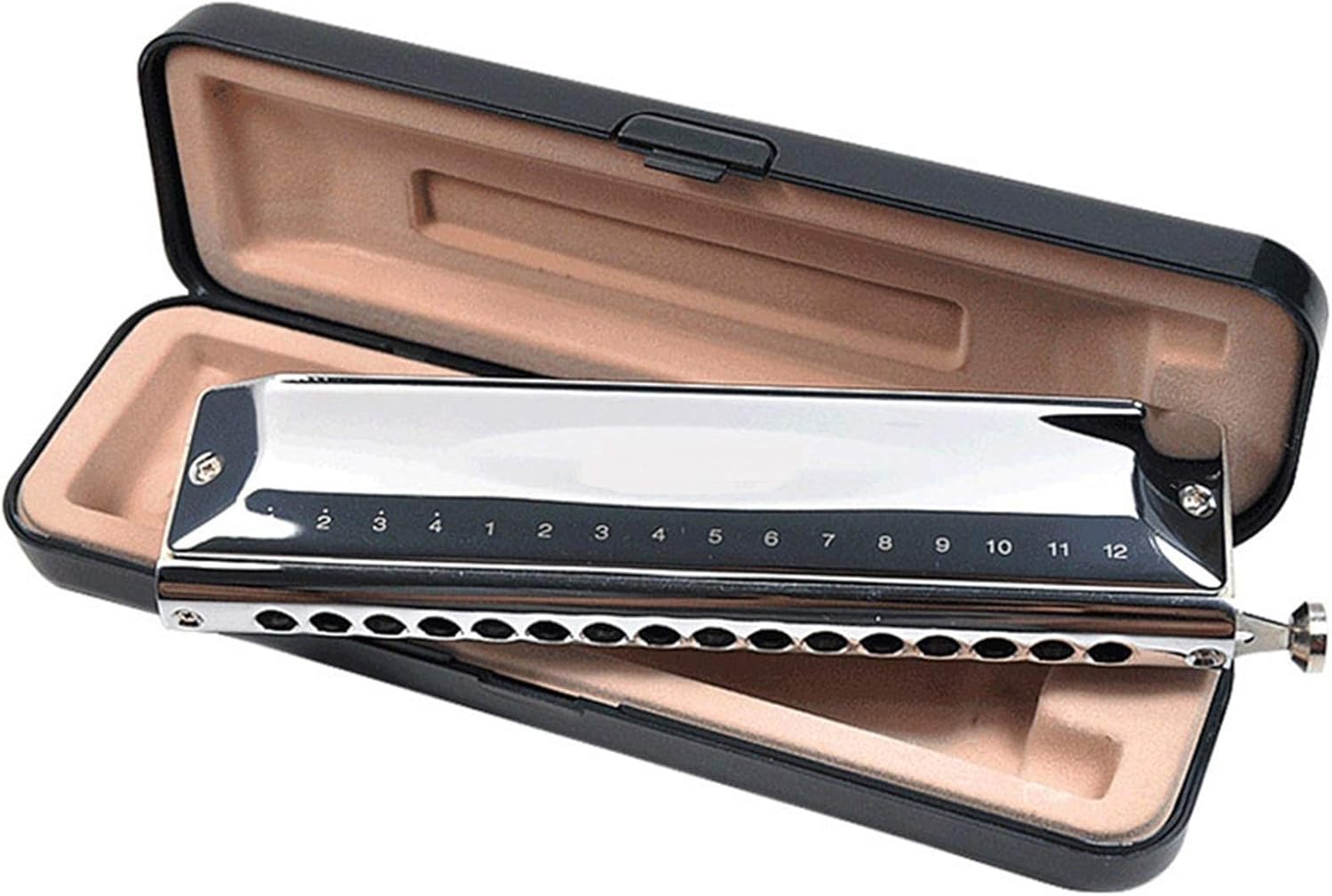 Harmonica Chromatic Harmonica 16 Holes 64 Tone Mouth Organ Instrumentos Key C Professional Musical Instruments Harp (Color : Silver ABS Comb K Db)