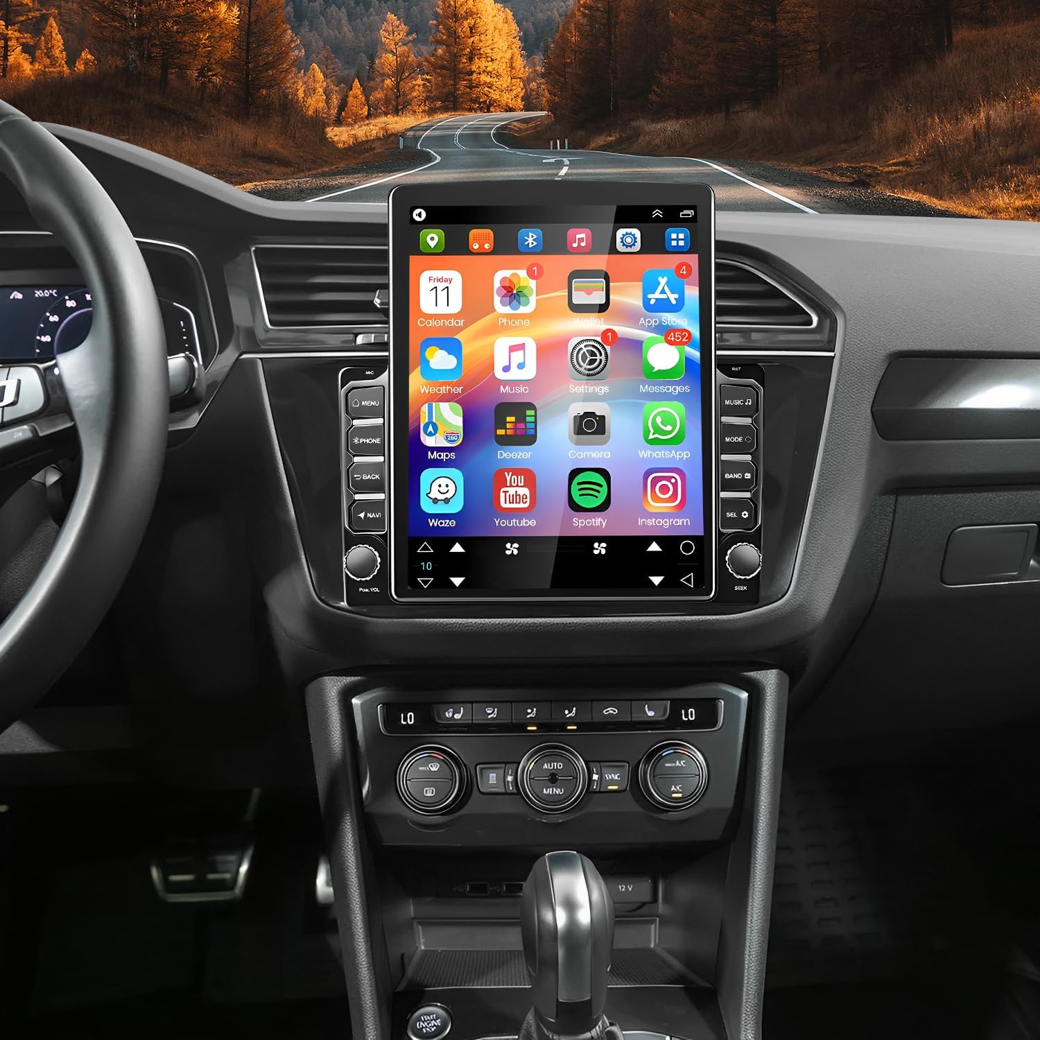 Double Din Car Stereo Radio for Ford F250 Super Duty 2005-2016 with Carplay Android Auto 9.7 inch Touch Screen Radio for Ford F250 Super Duty Head Unit GPS Bluetooth WiFi FM RDS DSP Backup Camera