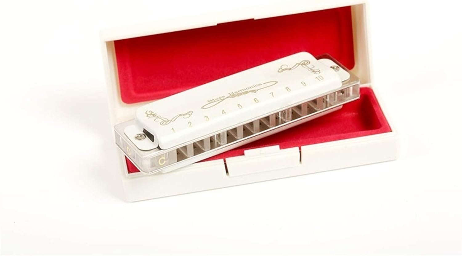 Harmonica 10 Holes Professional Blues Harp Diatonic Transparent Harmonica (Color : White Bb)